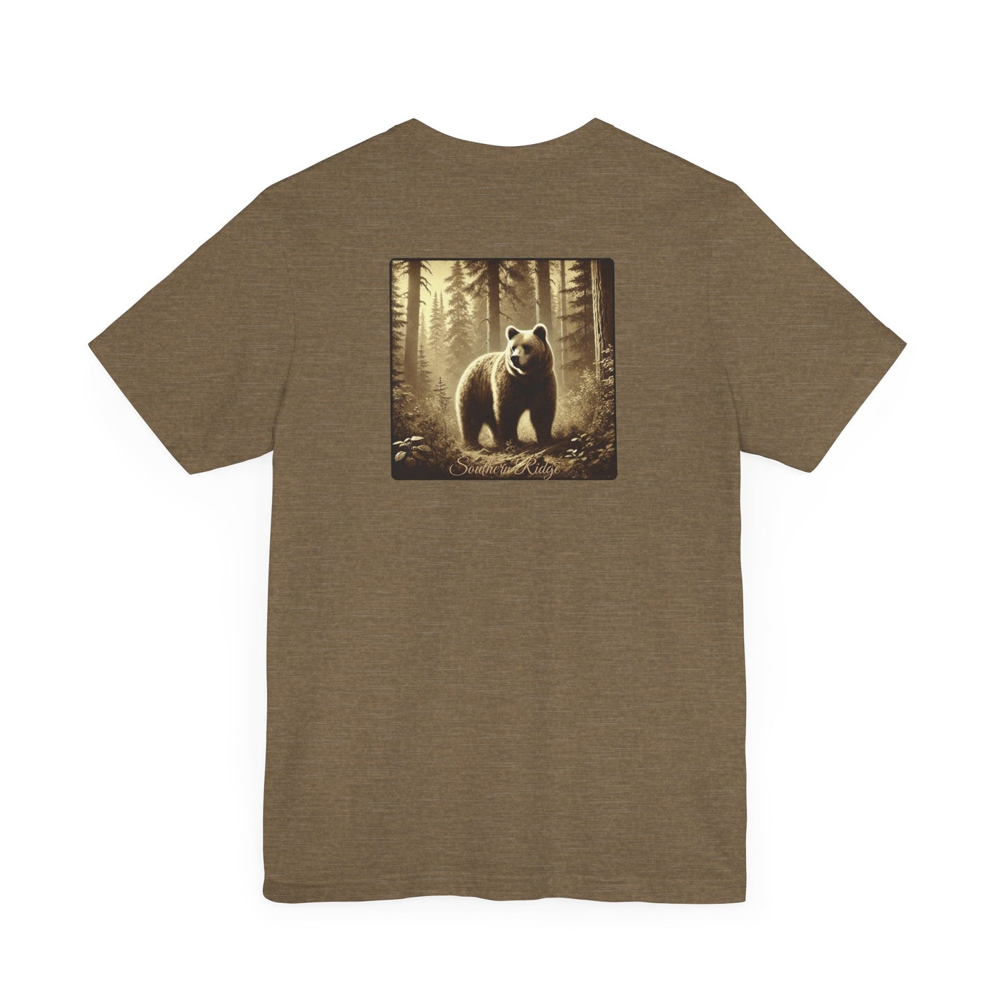Bear in the Forest Unisex Tee, Woodland Wildlife Shirt, Outdoor Nature Lover Gift, Rustic Camping by Southern Ridge