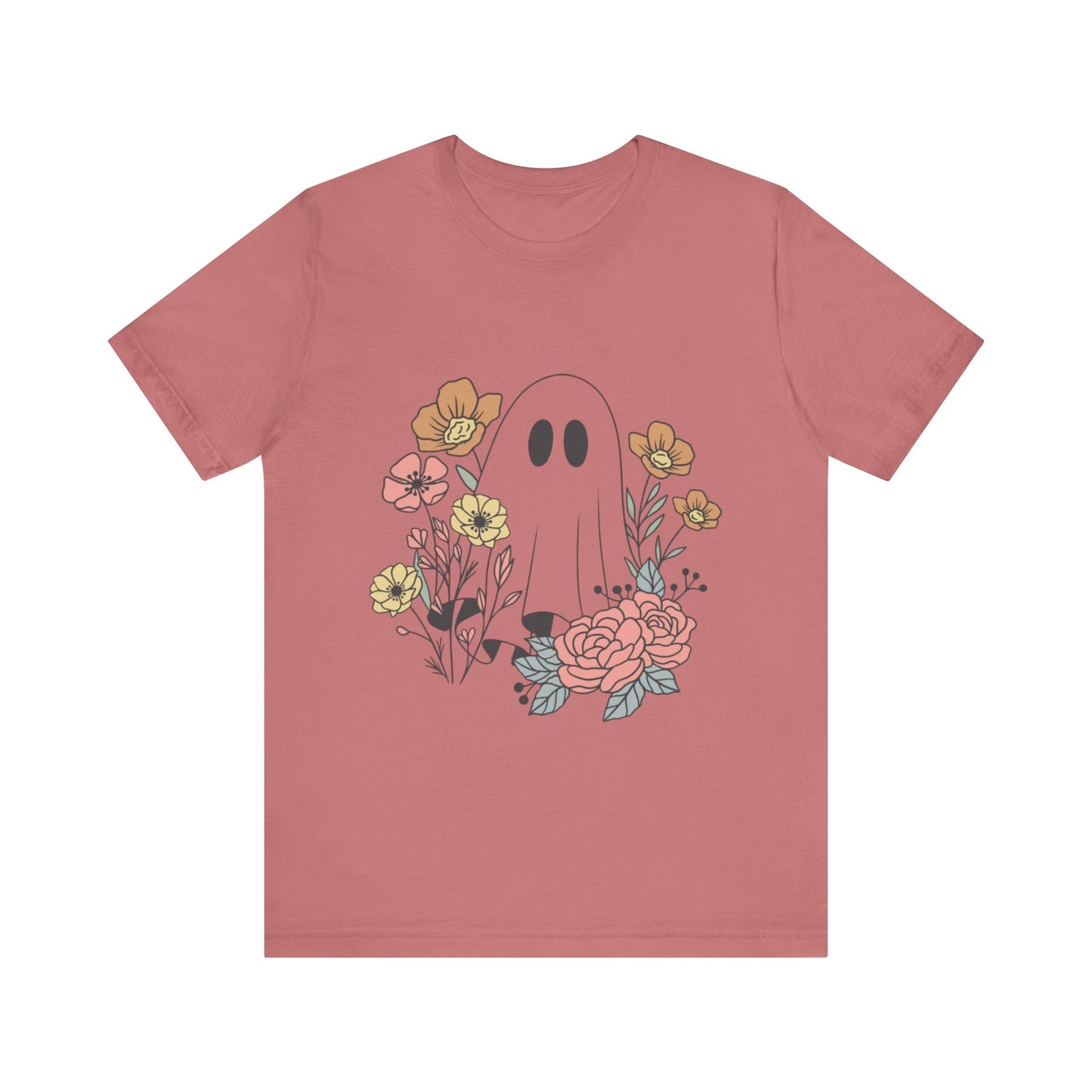 Ghost Hiding In A Flower Field Halloween Tee