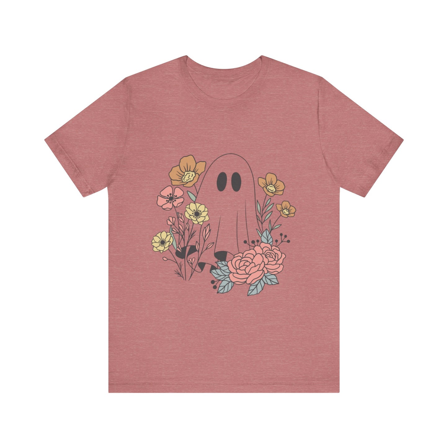 Ghost Hiding In A Flower Field Halloween Tee