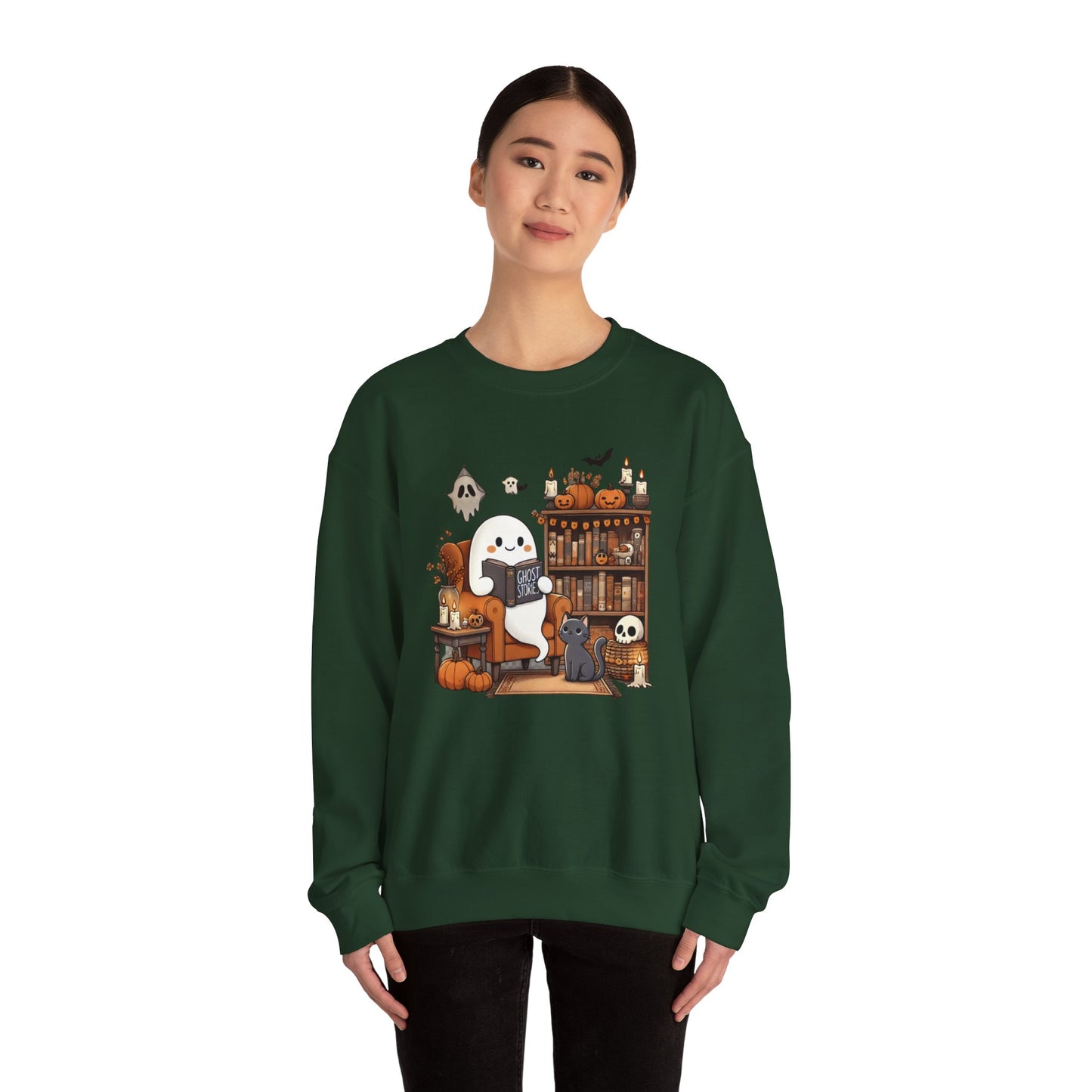 Ghost Reading Ghost Stories Halloween Sweatshirt