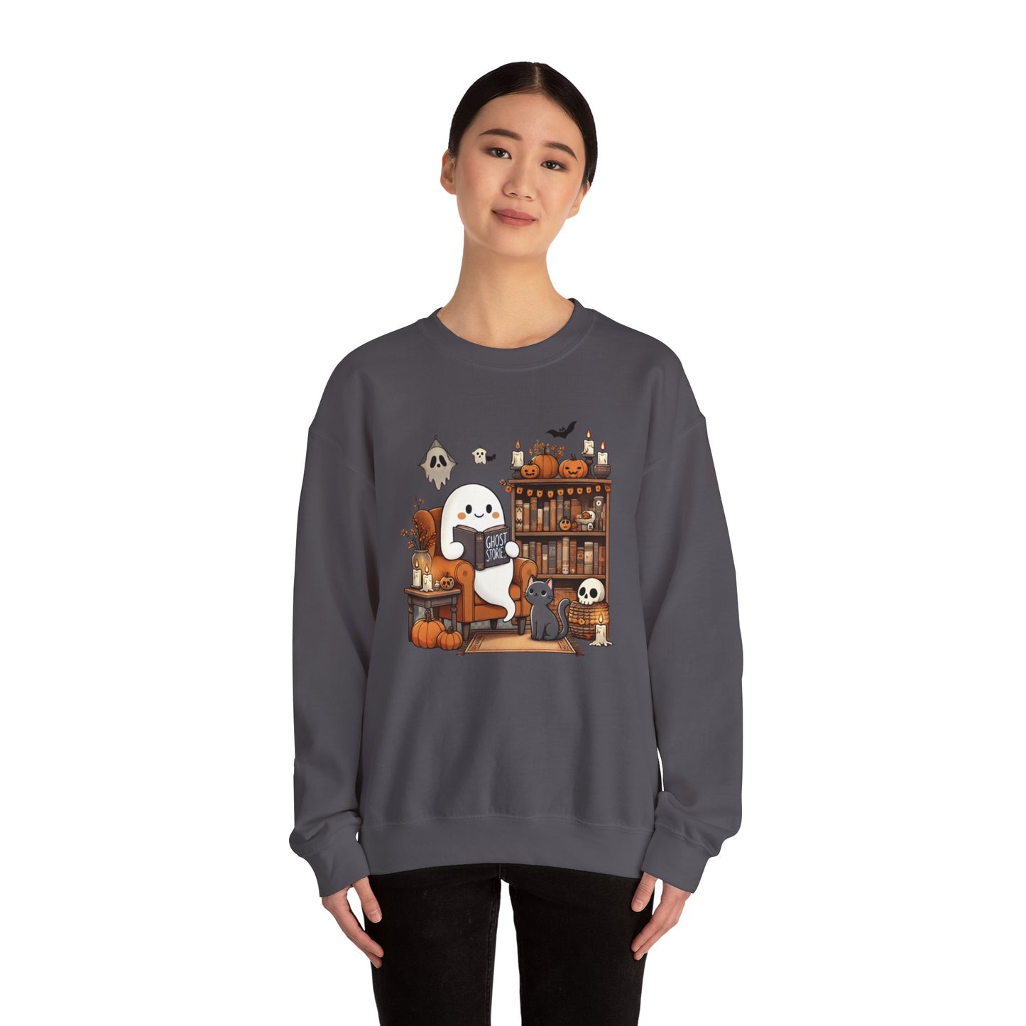 Ghost Reading Ghost Stories Halloween Sweatshirt