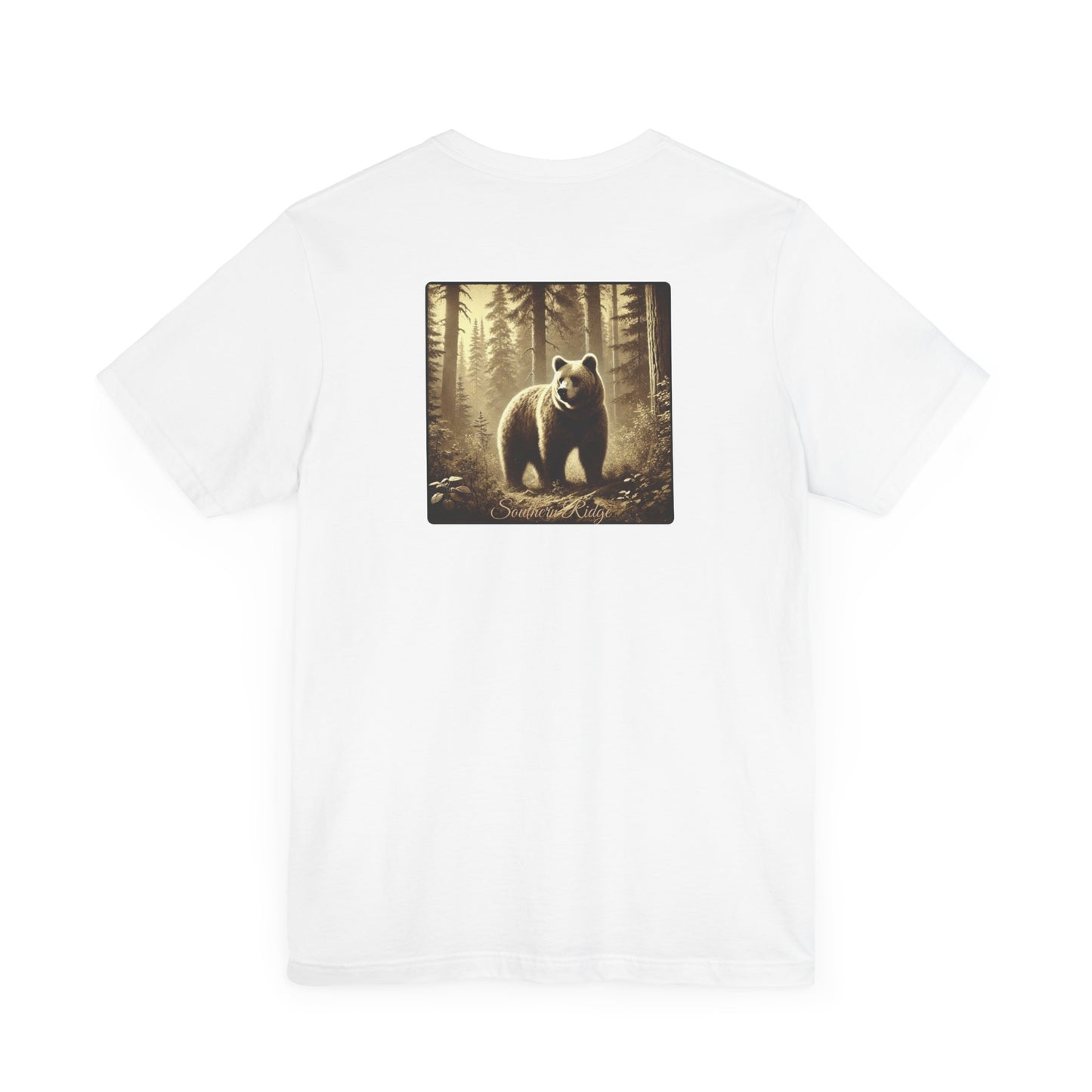 Bear in the Forest Unisex Tee, Woodland Wildlife Shirt, Outdoor Nature Lover Gift, Rustic Camping by Southern Ridge