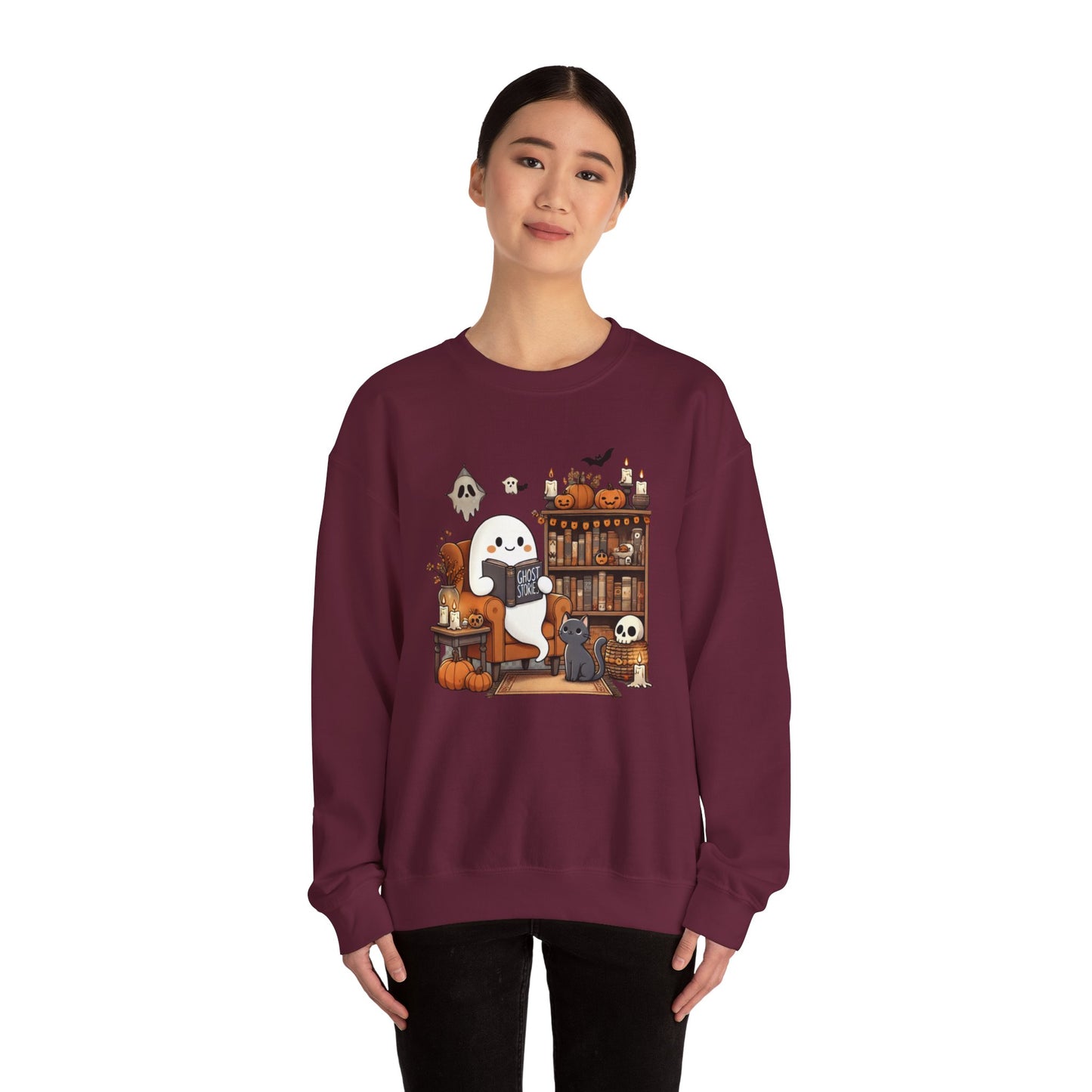 Ghost Reading Ghost Stories Halloween Sweatshirt