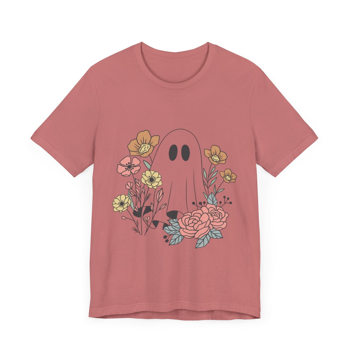 Ghost Hiding In A Flower Field Halloween Tee