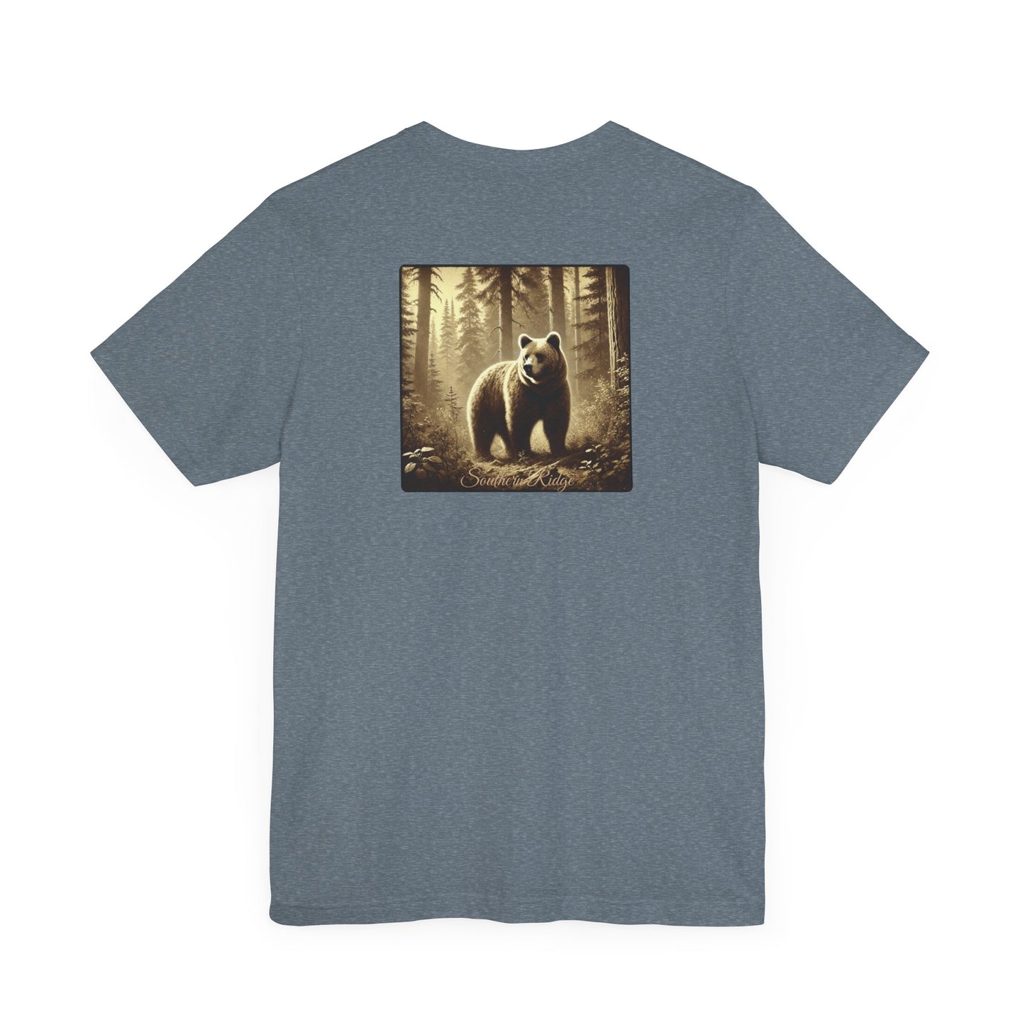 Bear in the Forest Unisex Tee, Woodland Wildlife Shirt, Outdoor Nature Lover Gift, Rustic Camping by Southern Ridge