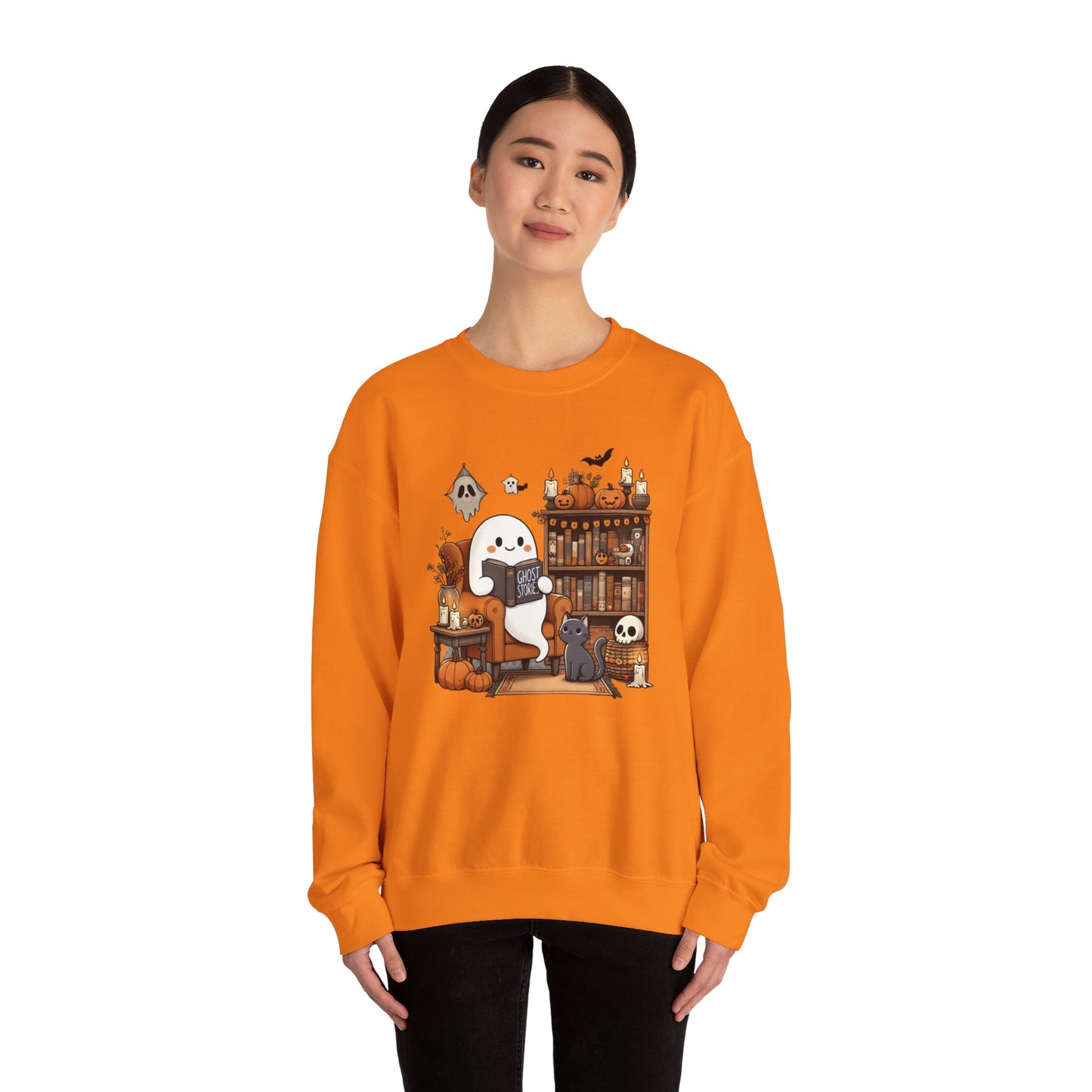 Ghost Reading Ghost Stories Halloween Sweatshirt