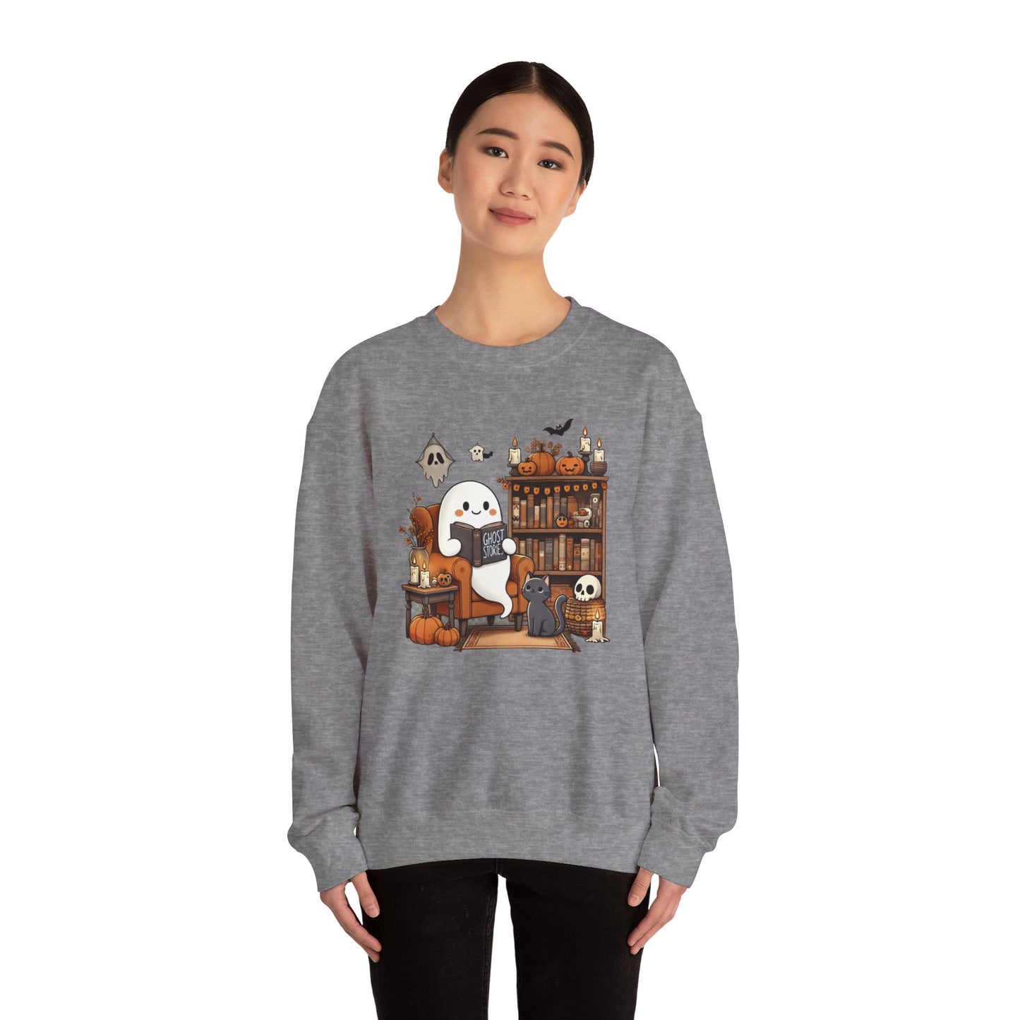Ghost Reading Ghost Stories Halloween Sweatshirt
