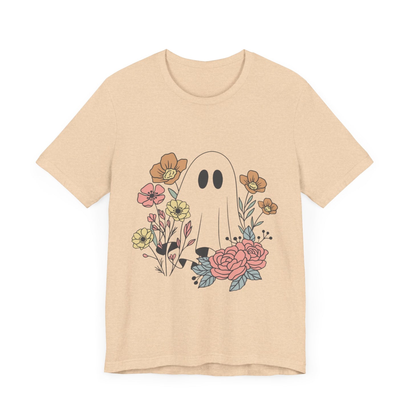 Ghost Hiding In A Flower Field Halloween Tee
