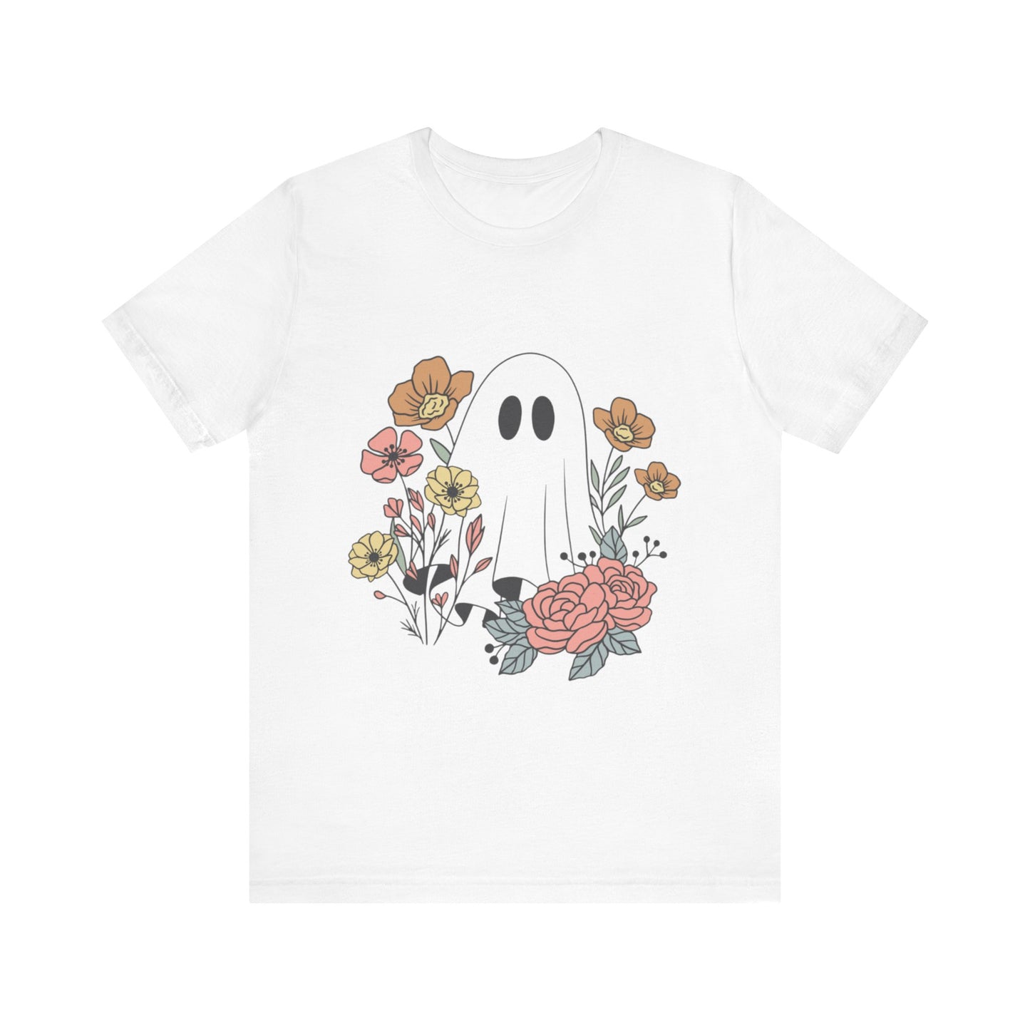 Ghost Hiding In A Flower Field Halloween Tee