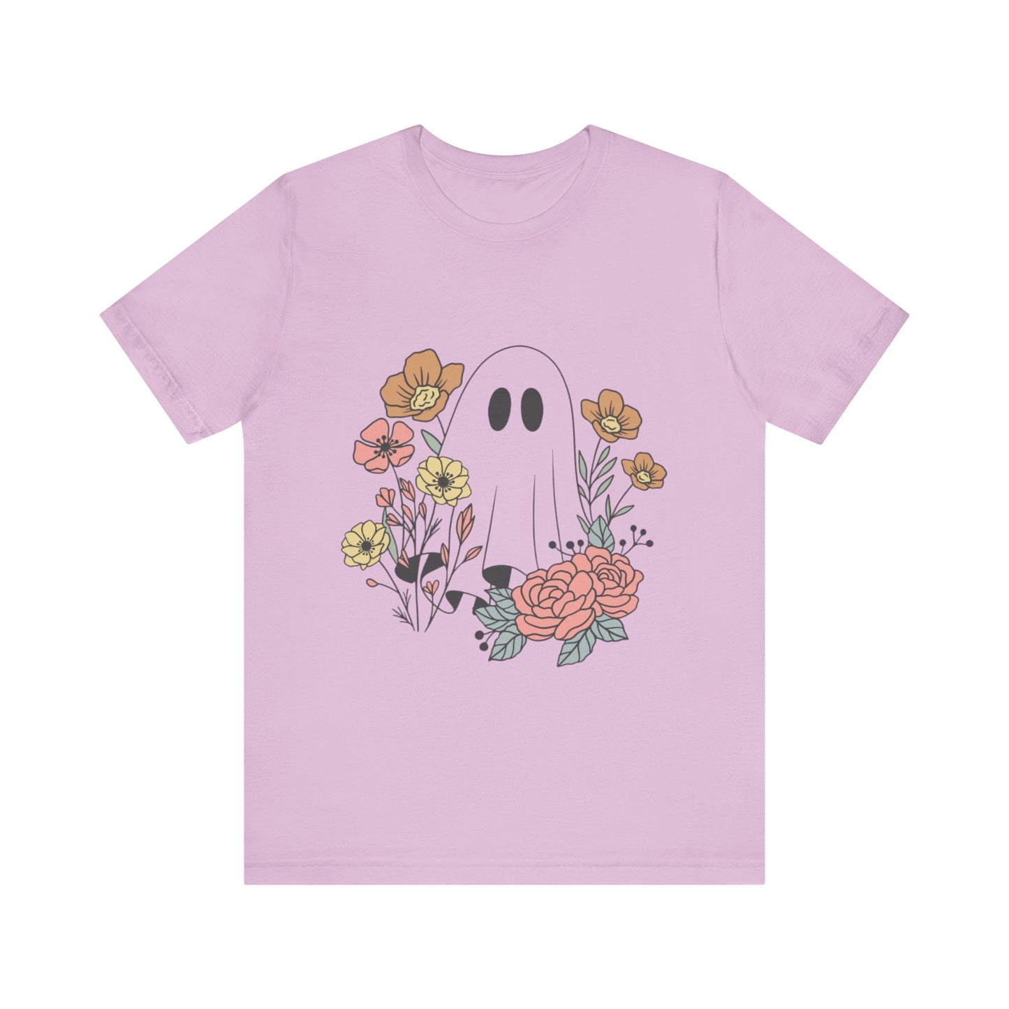 Ghost Hiding In A Flower Field Halloween Tee