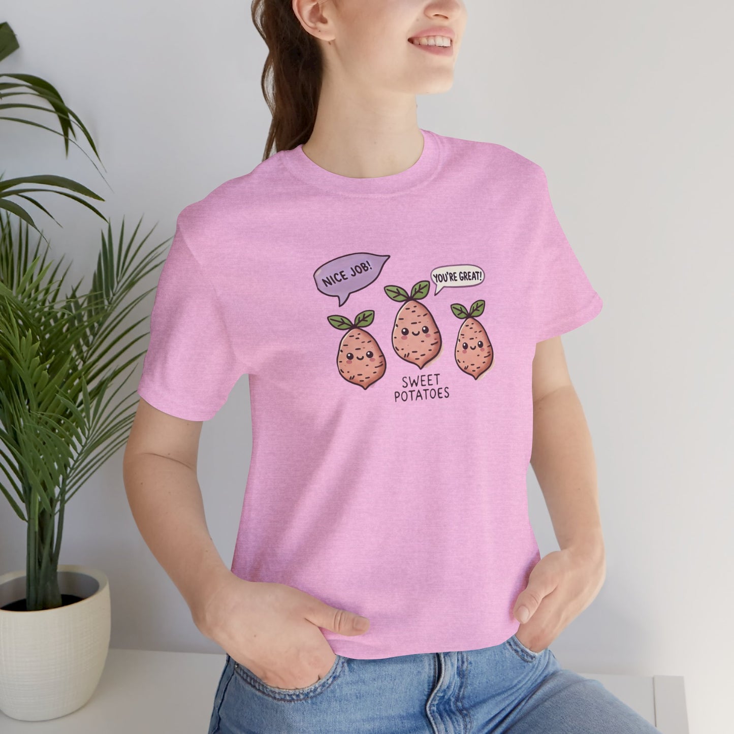 Cute Funny Sweet Potatoes Being Sweet T-Shirt, Vegetable Pun Tee, Food Lover Gift, Gardening Shirt, Farmer Top, Unisex Jersey Short Sleeve Tee
