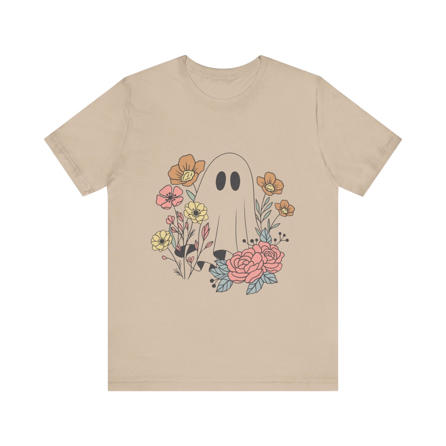 Ghost Hiding In A Flower Field Halloween Tee