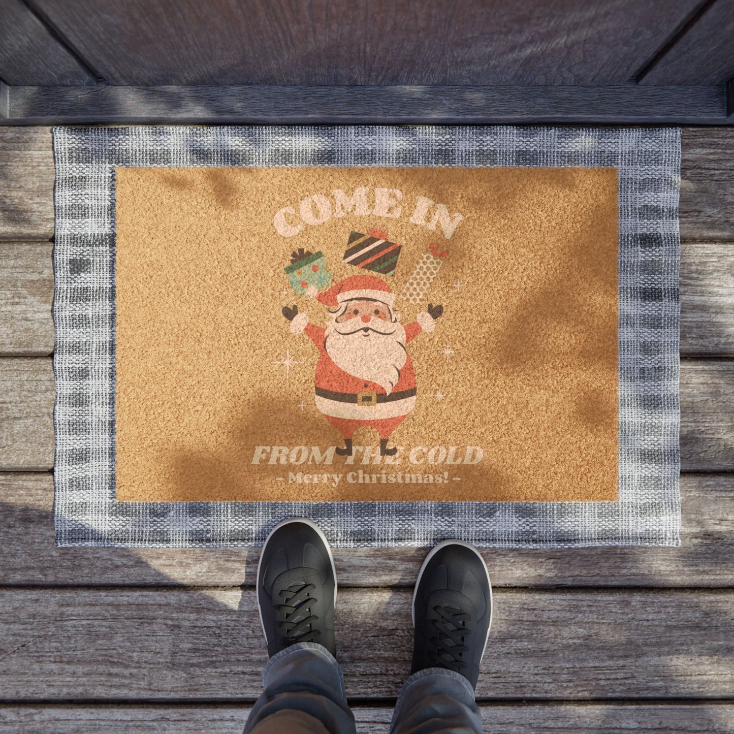 Come In From The Cold Merry Christmas Santa Doormat, Festive Entry Rug, Winter Welcome Home Decor, Seasonal Housewarming Gift