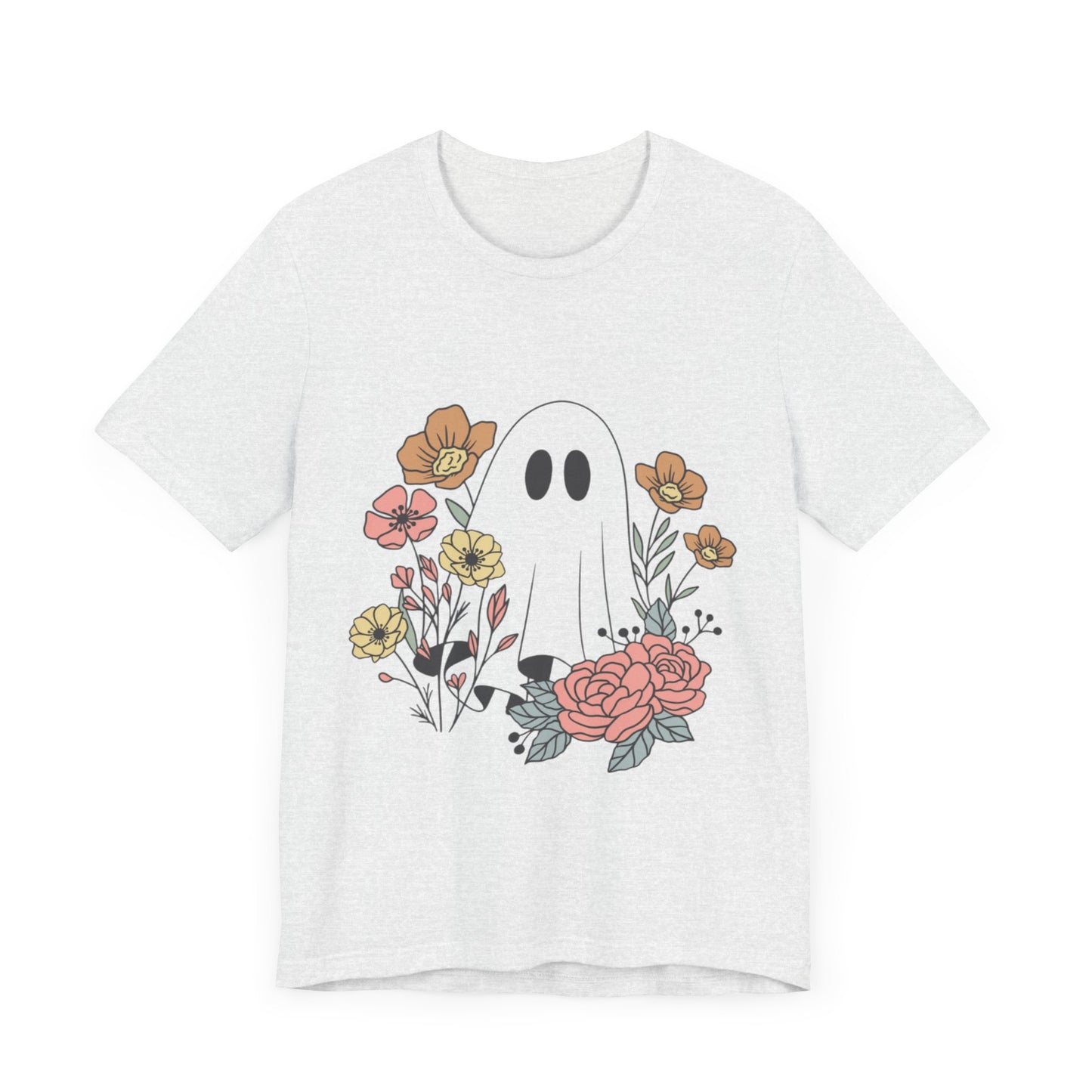 Ghost Hiding In A Flower Field Halloween Tee