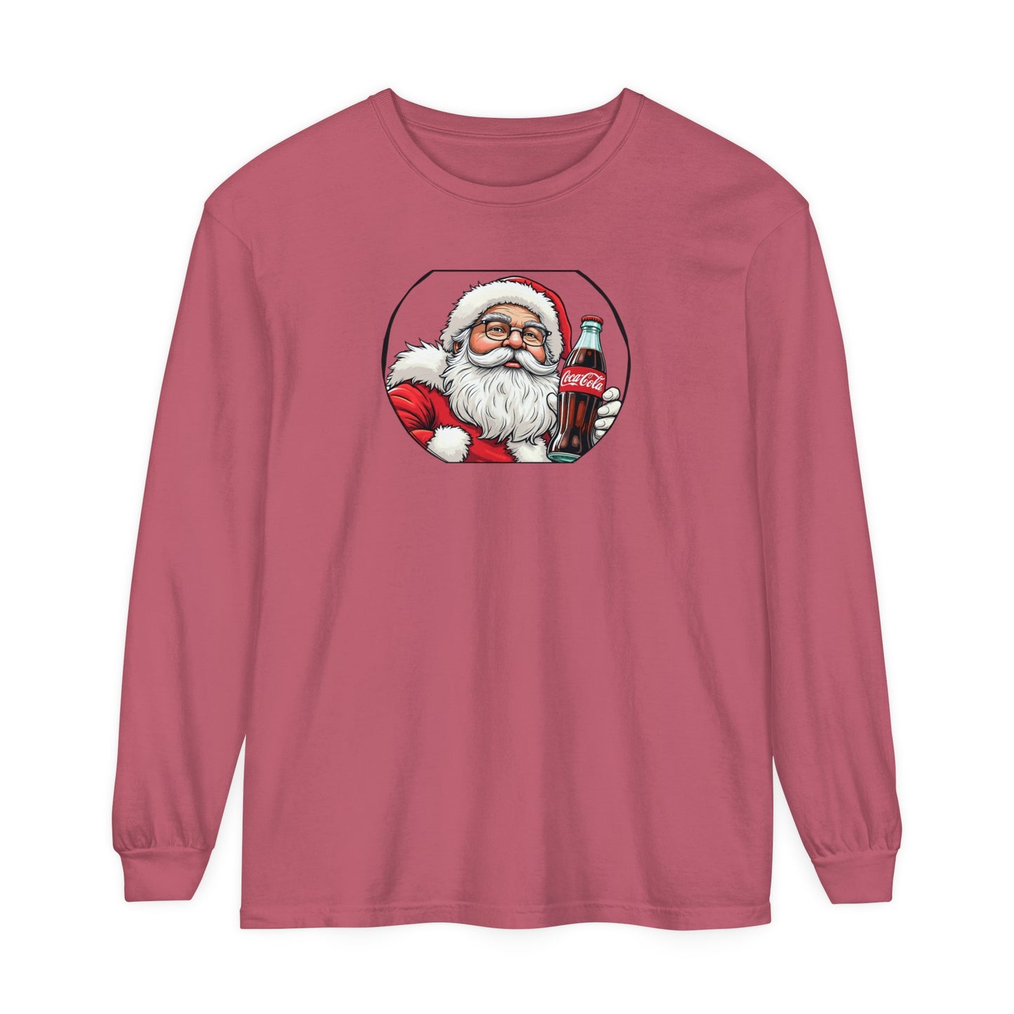 Adult Long Sleeve Tee Santa Drinking a Coke