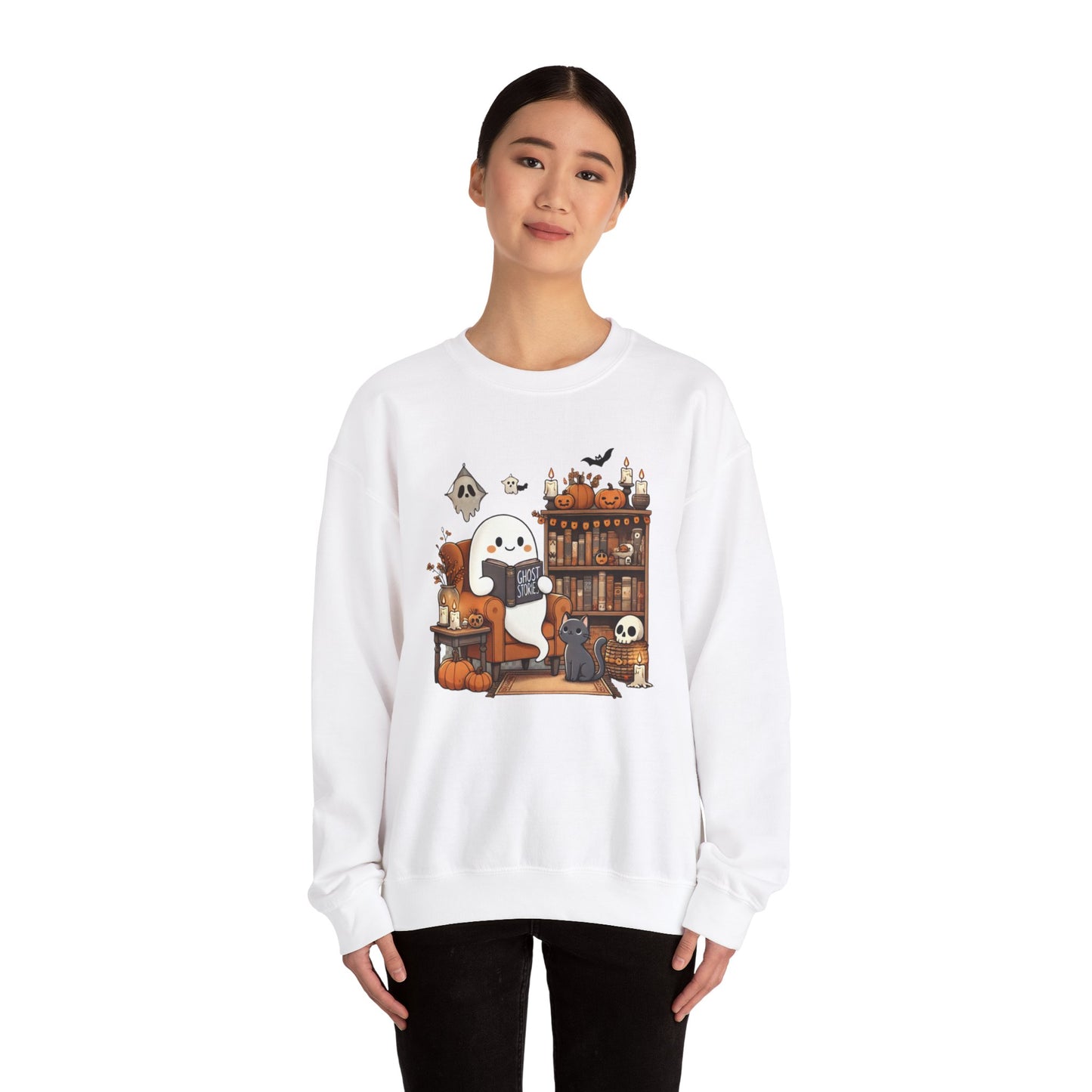 Ghost Reading Ghost Stories Halloween Sweatshirt