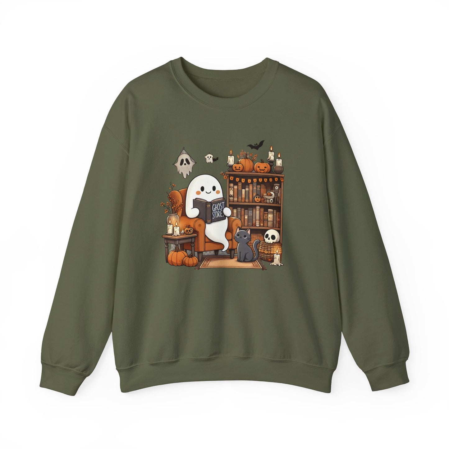 Ghost Reading Ghost Stories Halloween Sweatshirt