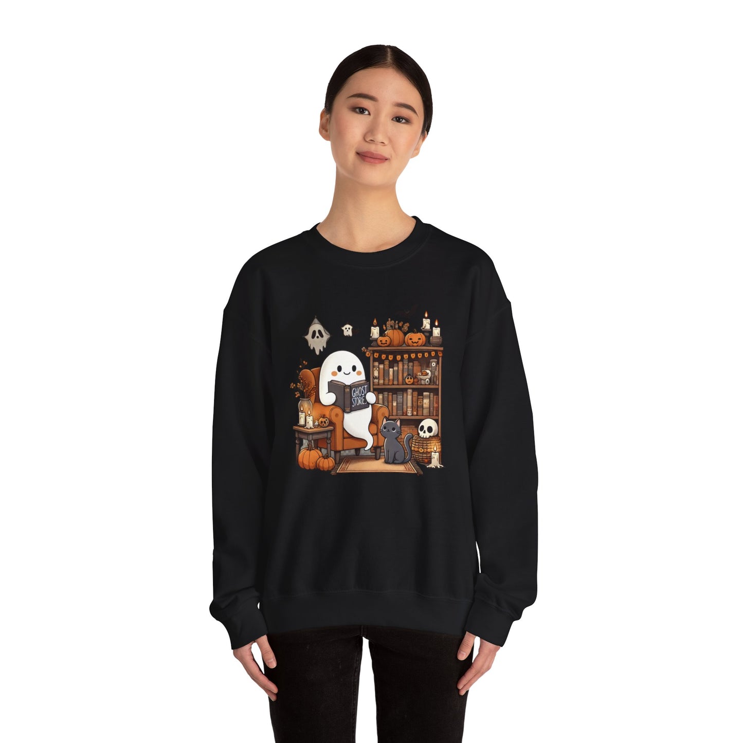 Ghost Reading Ghost Stories Halloween Sweatshirt