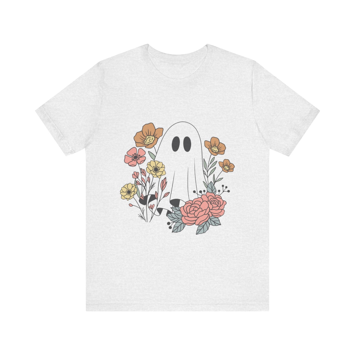 Ghost Hiding In A Flower Field Halloween Tee