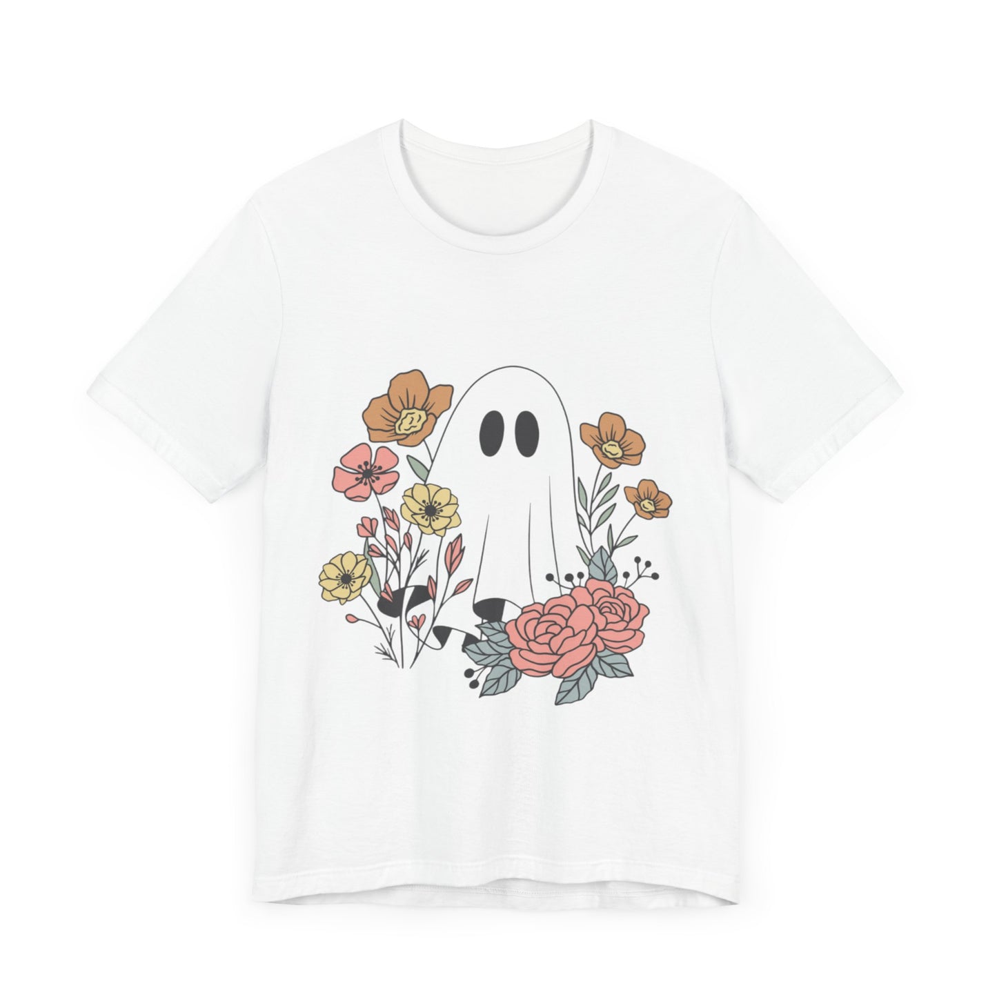 Ghost Hiding In A Flower Field Halloween Tee