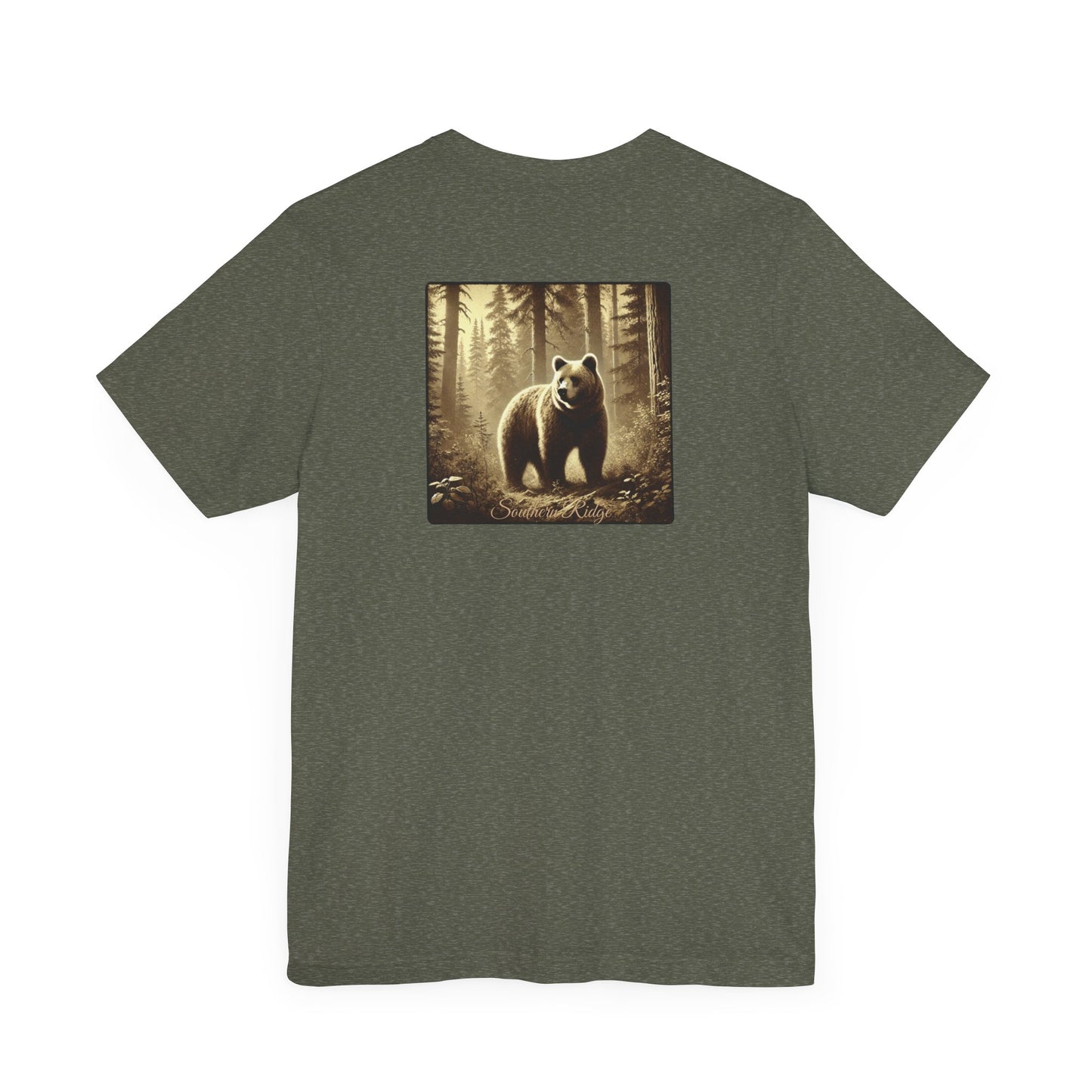 Bear in the Forest Unisex Tee, Woodland Wildlife Shirt, Outdoor Nature Lover Gift, Rustic Camping by Southern Ridge