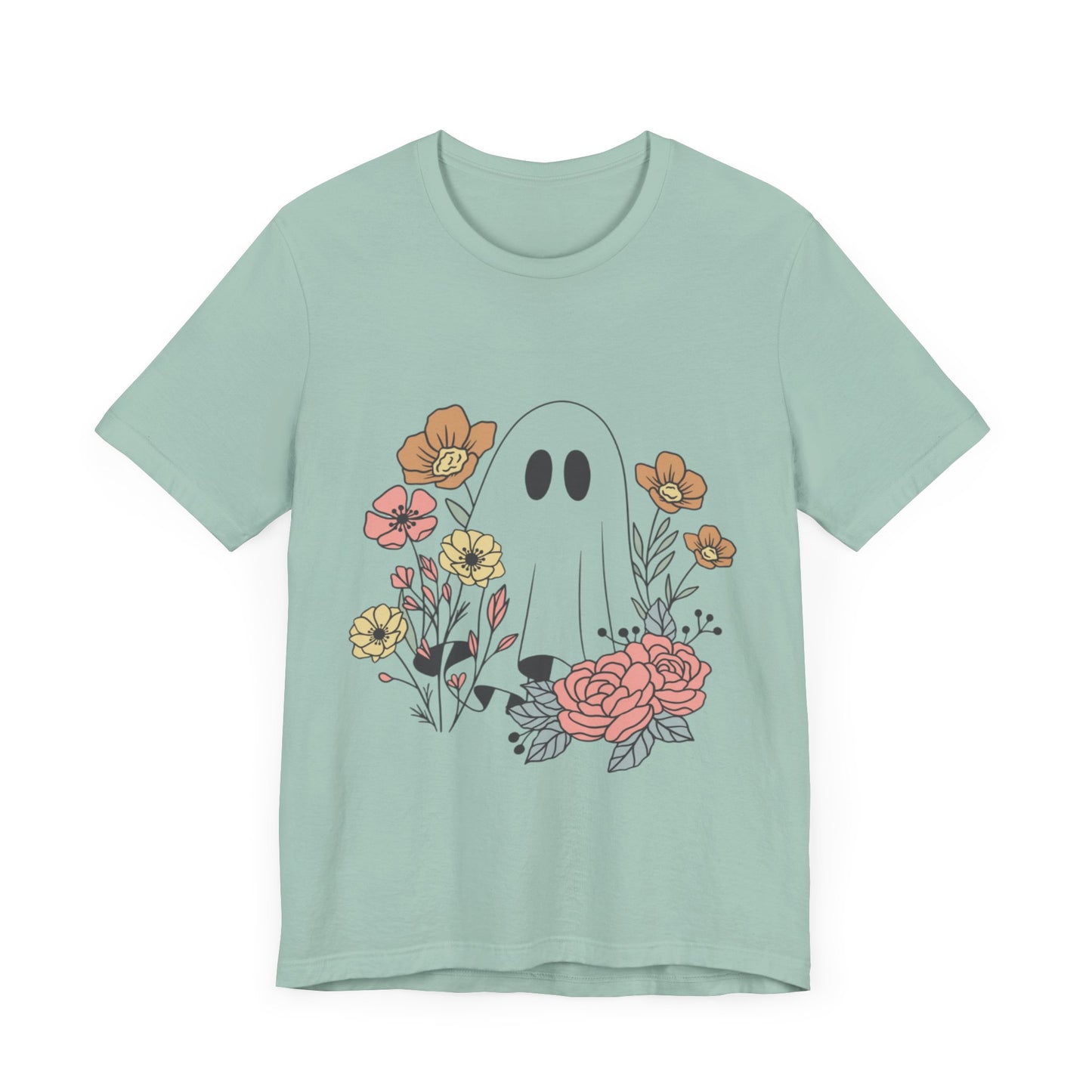 Ghost Hiding In A Flower Field Halloween Tee