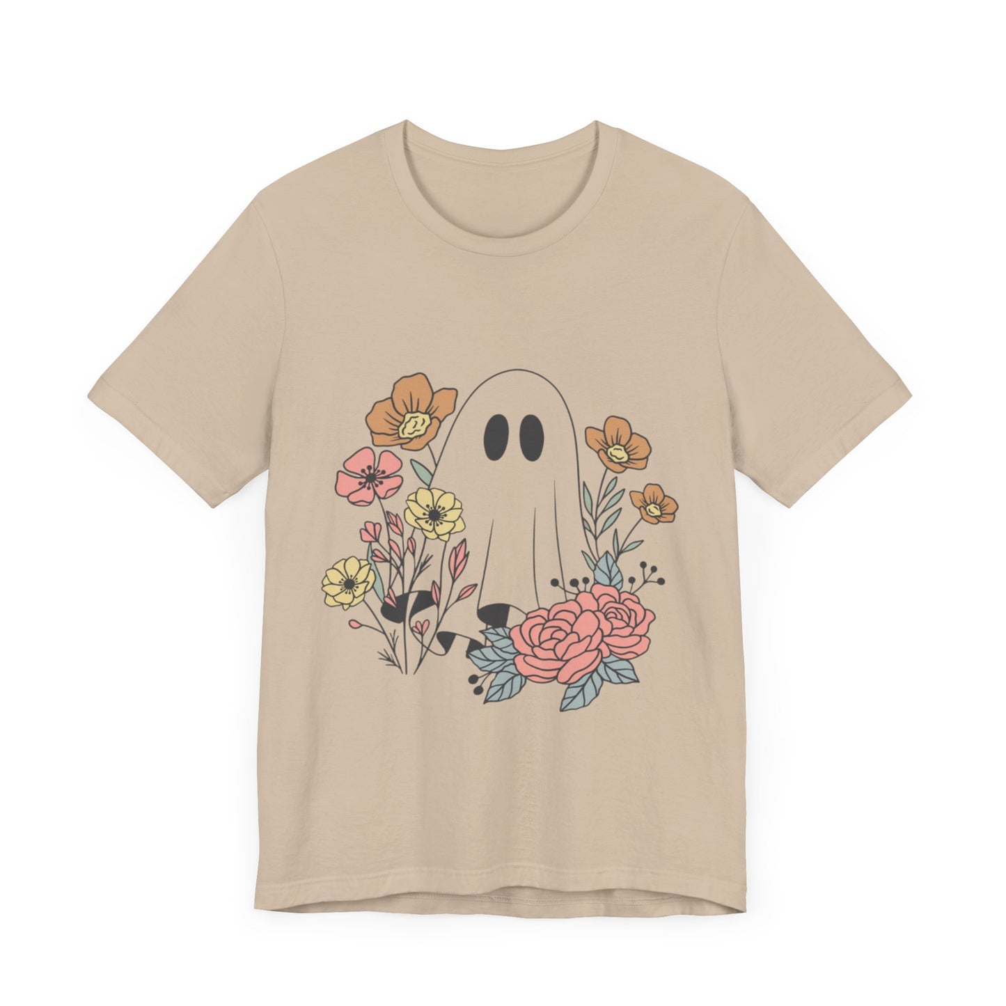 Ghost Hiding In A Flower Field Halloween Tee