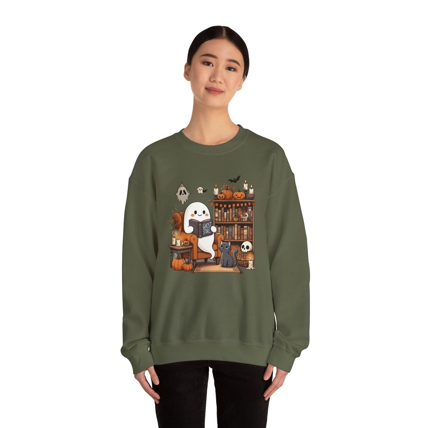 Ghost Reading Ghost Stories Halloween Sweatshirt