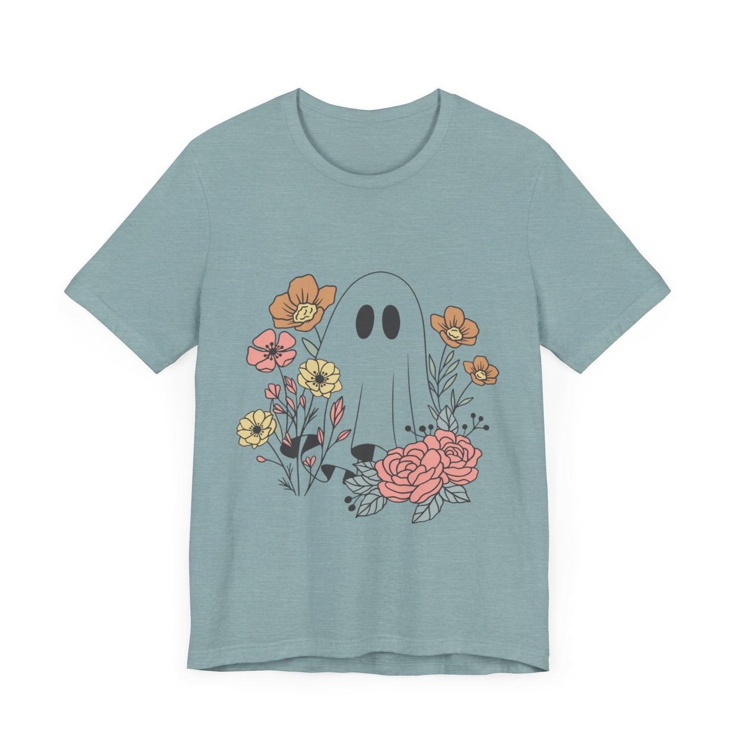 Ghost Hiding In A Flower Field Halloween Tee