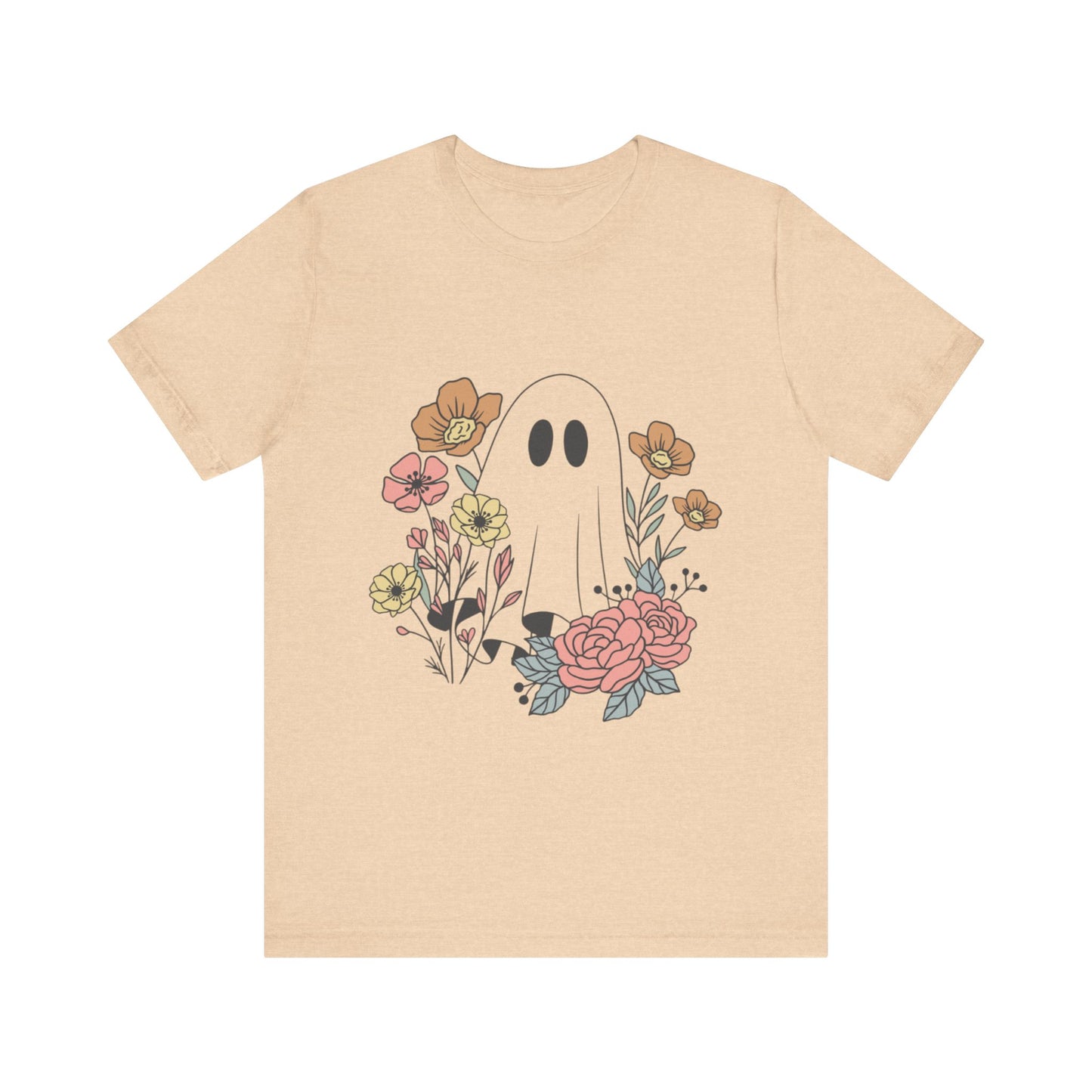 Ghost Hiding In A Flower Field Halloween Tee
