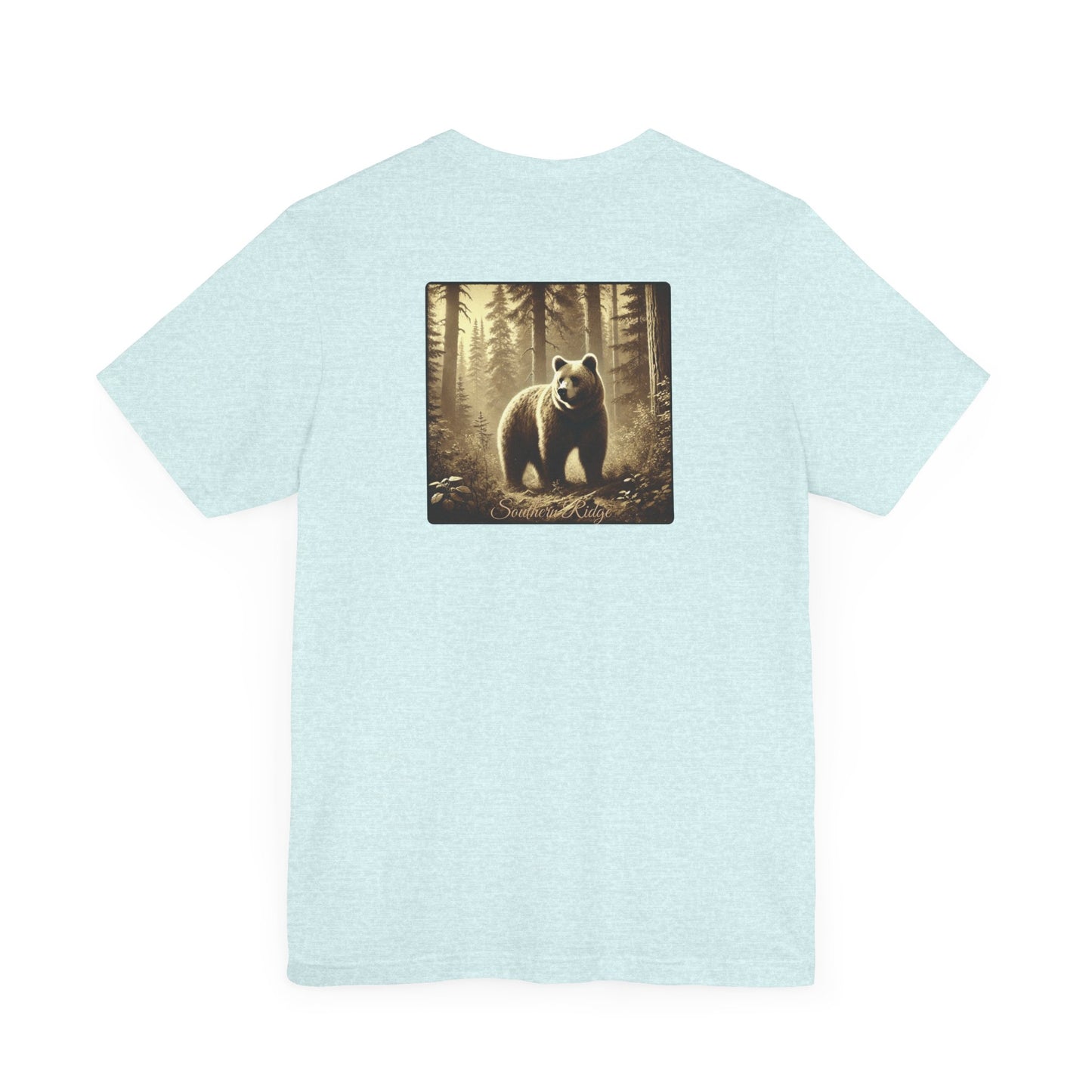 Bear in the Forest Unisex Tee, Woodland Wildlife Shirt, Outdoor Nature Lover Gift, Rustic Camping by Southern Ridge