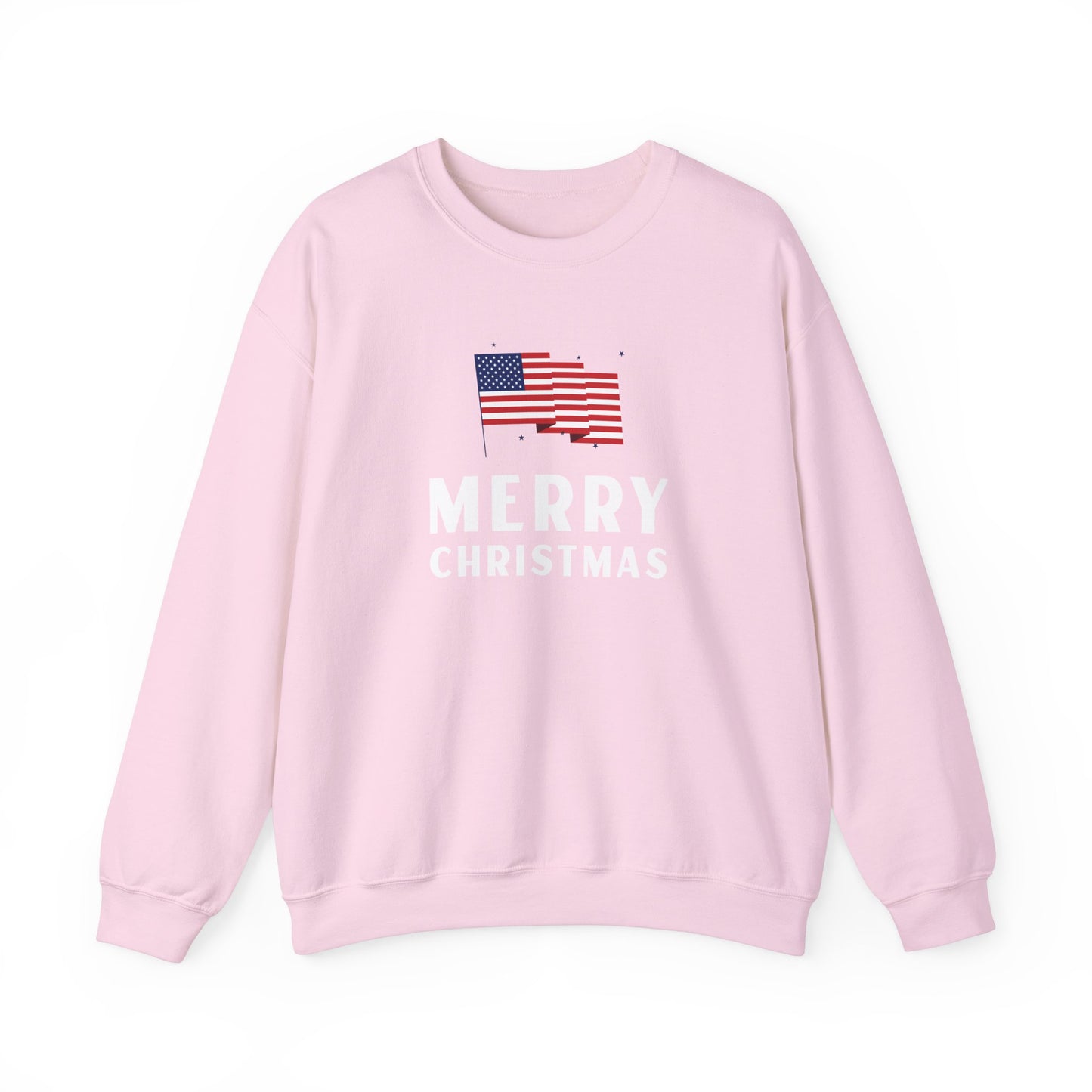 Adult Sweatshirt Merry Christmas American Flag