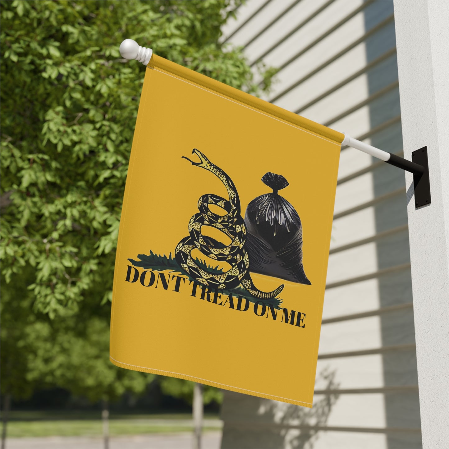 Don't Tread On Me Garbage Bag Gadsden Flag, Patriotic Outdoor House Sign, Liberty Flag Pennant, USA Yard Art