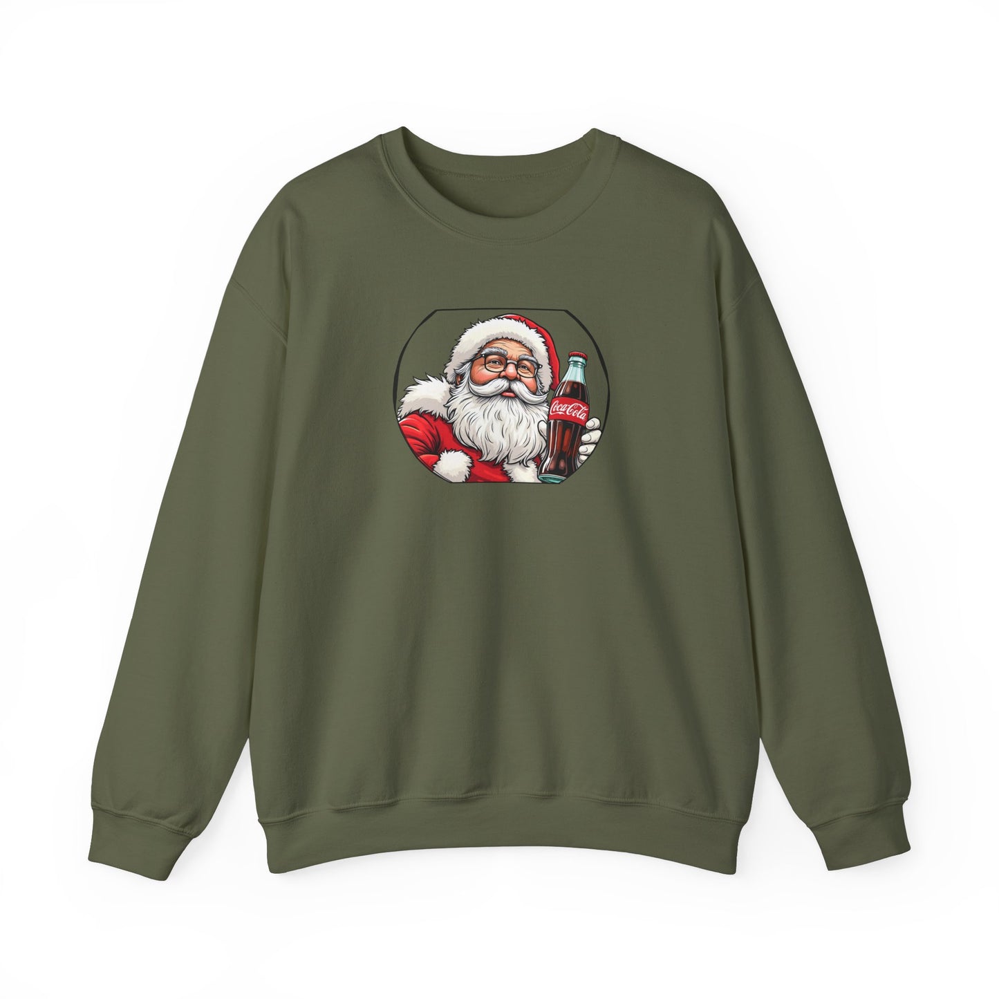 Adult Sweatshirt Christmas Santa Drinking a Coke