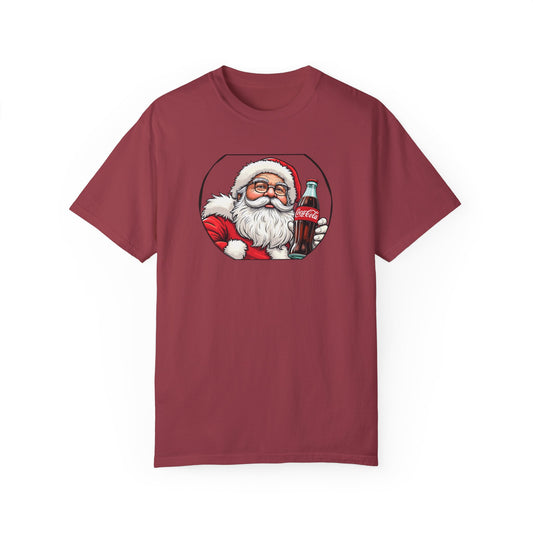 Adult Short Sleeve Tee Christmas Santa Drinking a Coke