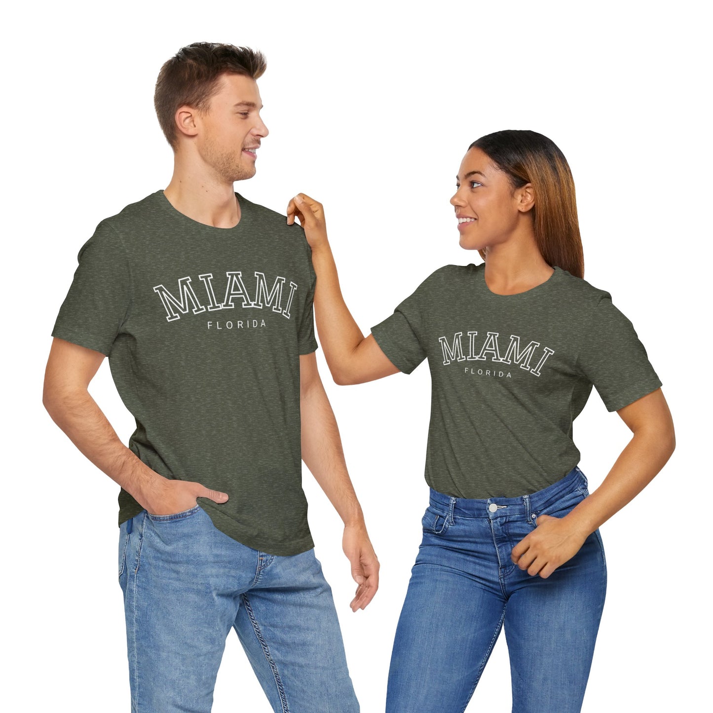 Vintage Miami Florida Graphic Tee, Unisex Jersey Short Sleeve T-Shirt, Letter Print Tops, Retro Souvenir Shirt, Beach Vacation Clothing