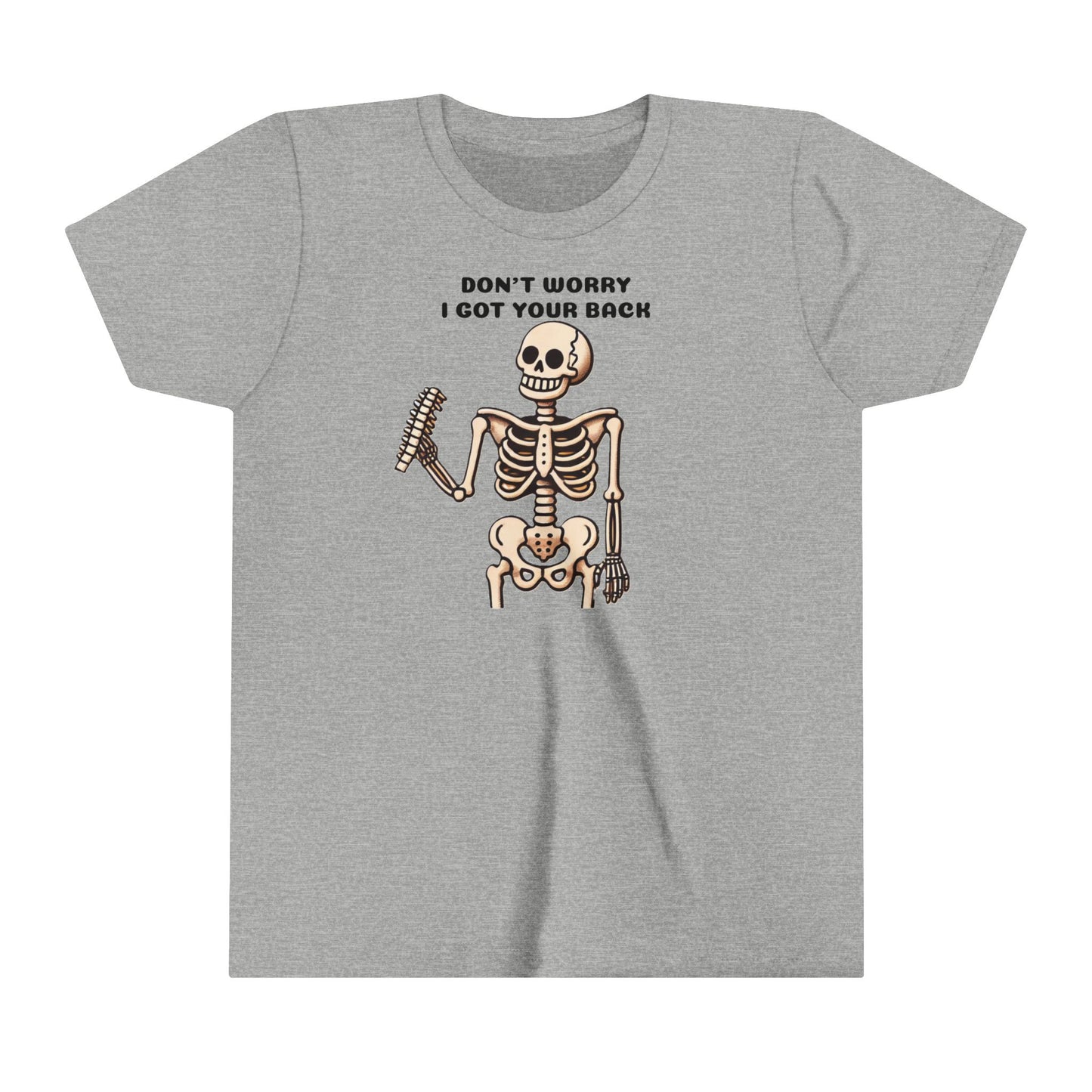 Funny Skeleton Don't Worry I Got Your Back Youth Tee, Kids
 Skeleton Graphic Halloween Shirt