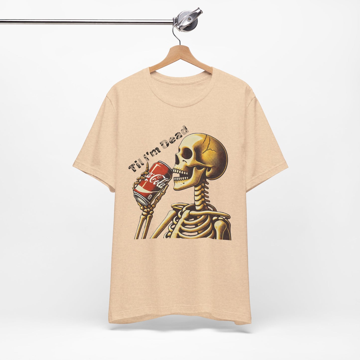 Skeleton Drinking a Coke Halloween TShirt, Funny Unisex Tee, Spooky Til I'm Dead Shirt, Costume Party Top, Scary Graphic Apparel