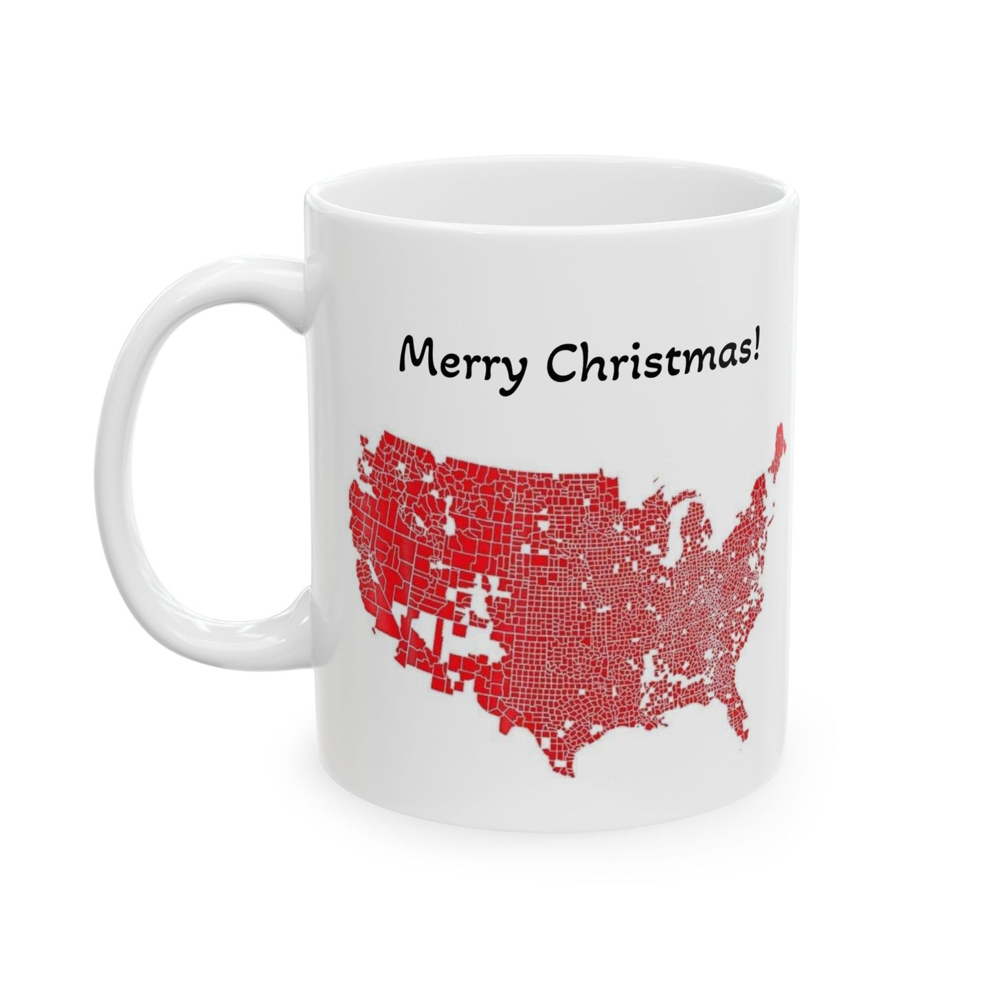 Politics Map Merry Chirstmas Happy Holidays Patriotic Funny Meme Ceramic Mug