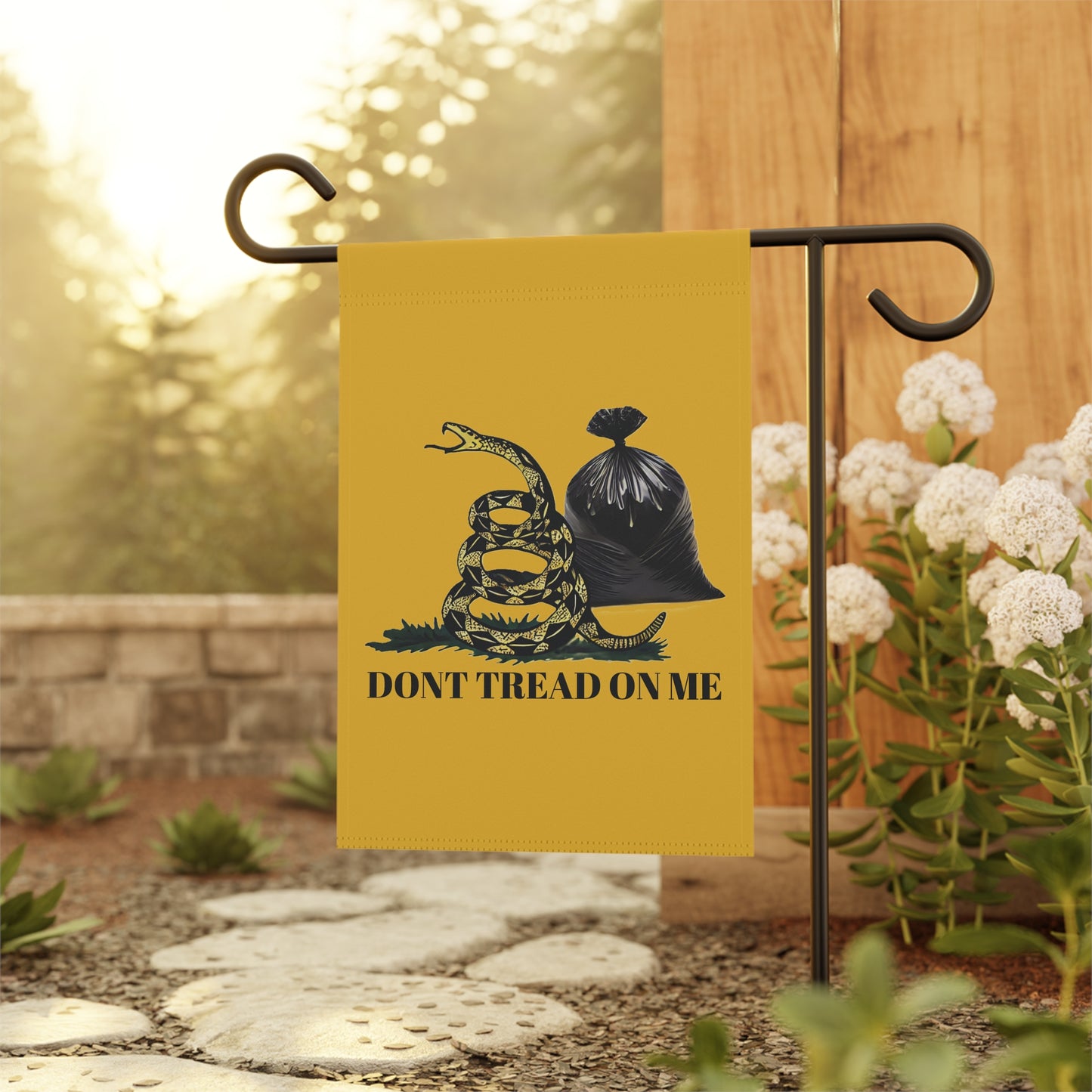 Don't Tread On Me Garbage Bag Gadsden Flag, Patriotic Outdoor House Sign, Liberty Flag Pennant, USA Yard Art