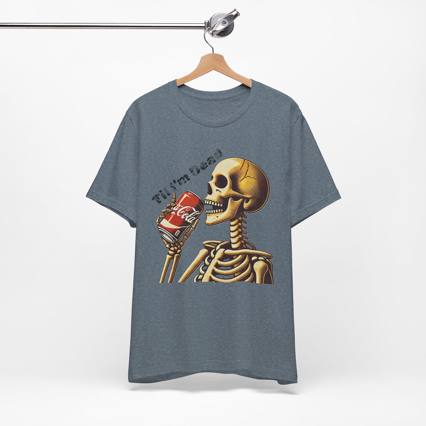 Skeleton Drinking a Coke Halloween TShirt, Funny Unisex Tee, Spooky Til I'm Dead Shirt, Costume Party Top, Scary Graphic Apparel