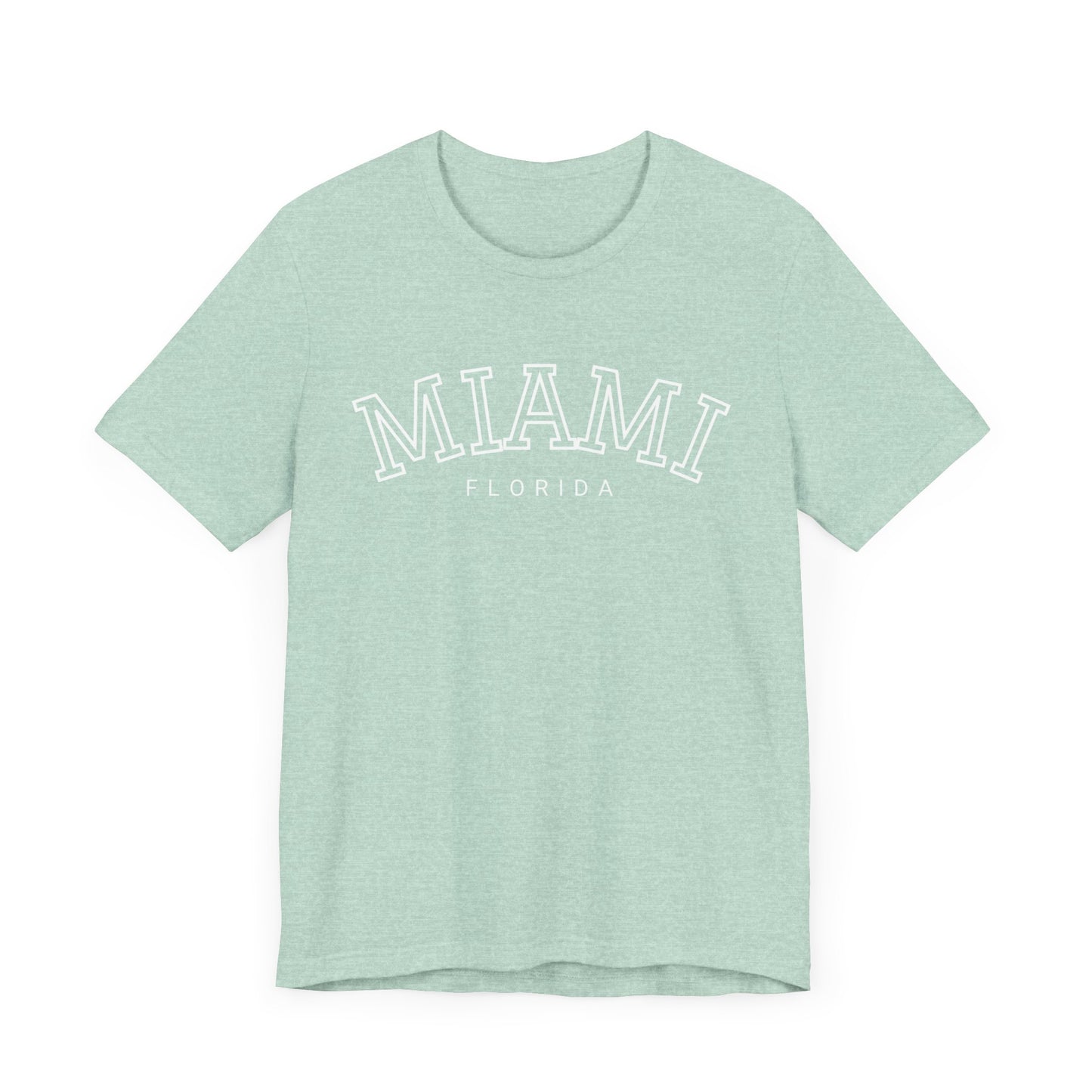 Vintage Miami Florida Graphic Tee, Unisex Jersey Short Sleeve T-Shirt, Letter Print Tops, Retro Souvenir Shirt, Beach Vacation Clothing