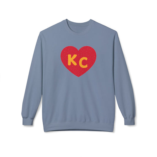 Vintage I Heart Kansas City Red And Yellow Midweight Softstyle Fleece Crewneck KC Sweatshirt