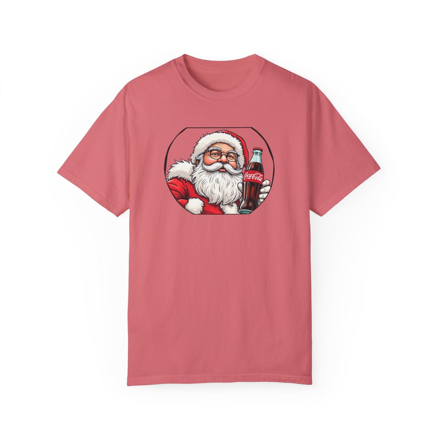 Adult Short Sleeve Tee Christmas Santa Drinking a Coke