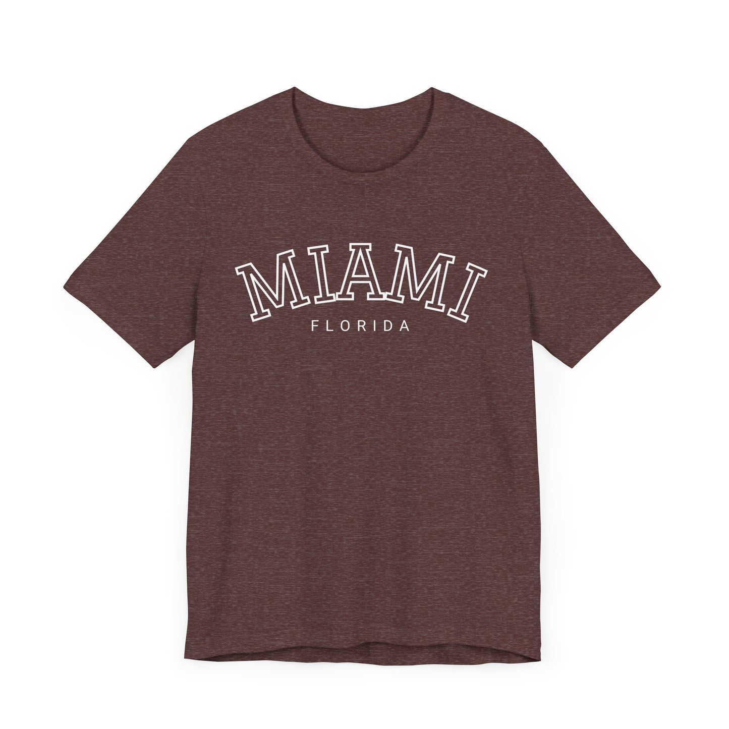 Vintage Miami Florida Graphic Tee, Unisex Jersey Short Sleeve T-Shirt, Letter Print Tops, Retro Souvenir Shirt, Beach Vacation Clothing