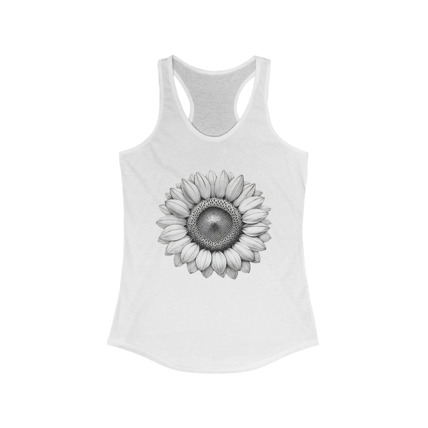 Vintage Drawn Sunflower Tank, Women's Tank Top, Summer Flower Floral Racerback Shirt, Retro Floral Blouse