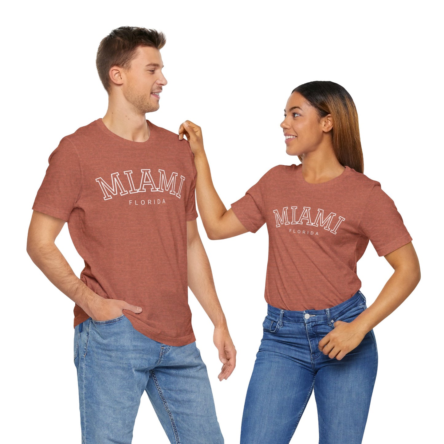 Vintage Miami Florida Graphic Tee, Unisex Jersey Short Sleeve T-Shirt, Letter Print Tops, Retro Souvenir Shirt, Beach Vacation Clothing