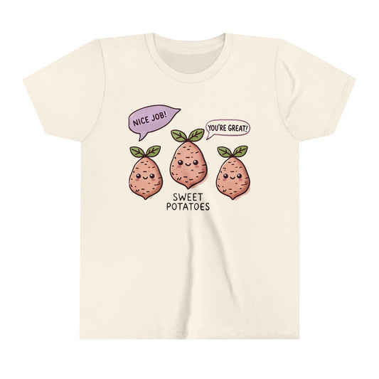 Youth Short Sleeve Tee, Funny Potato Shirt, Cute Kids Sweet Potato Lover Gift Foodie Shirt