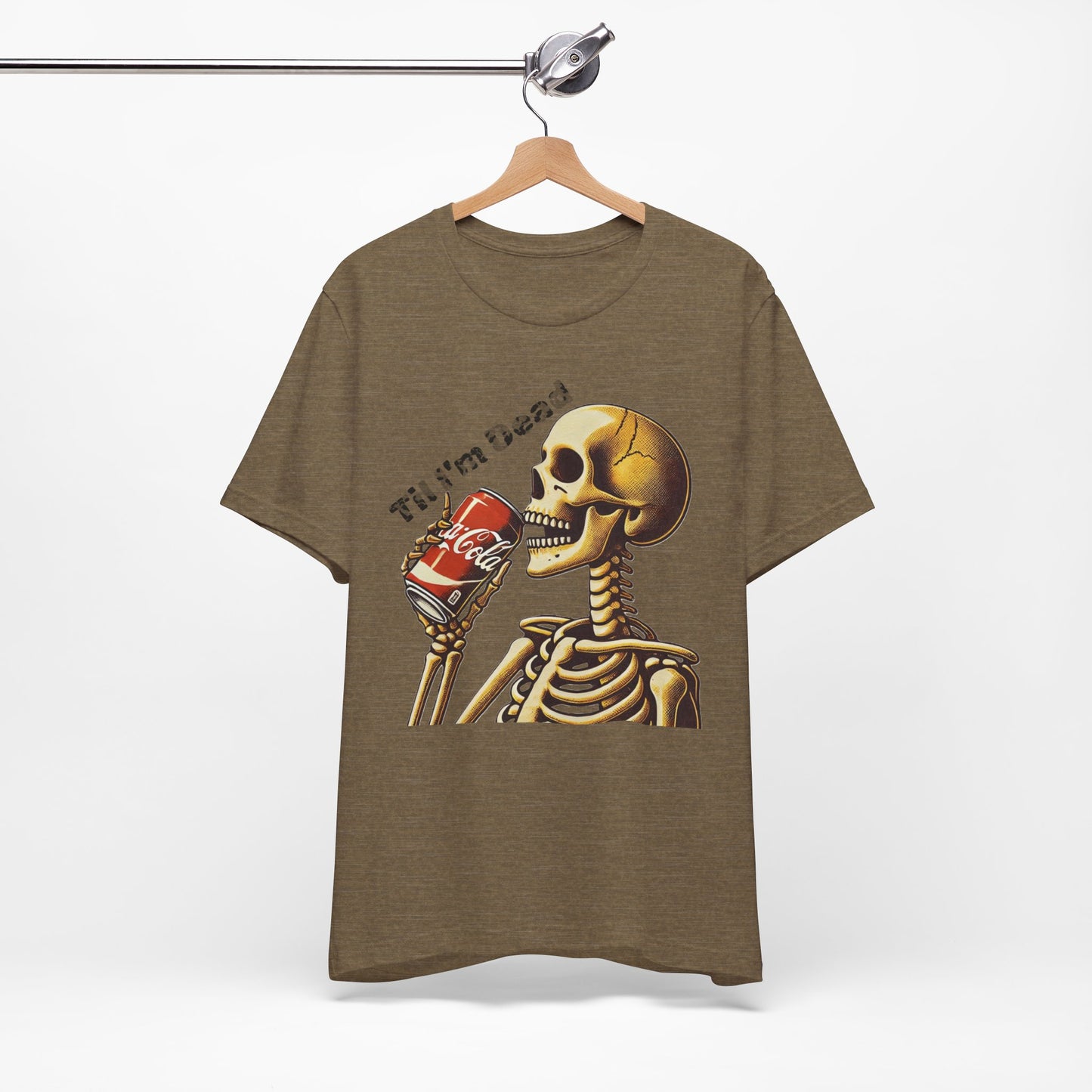 Skeleton Drinking a Coke Halloween TShirt, Funny Unisex Tee, Spooky Til I'm Dead Shirt, Costume Party Top, Scary Graphic Apparel