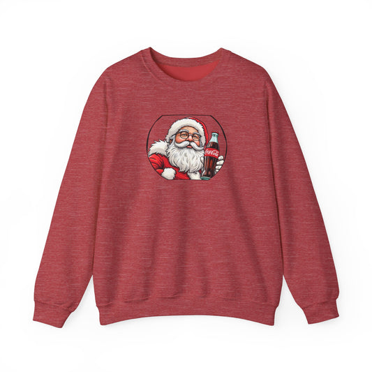 Adult Sweatshirt Christmas Santa Drinking a Coke